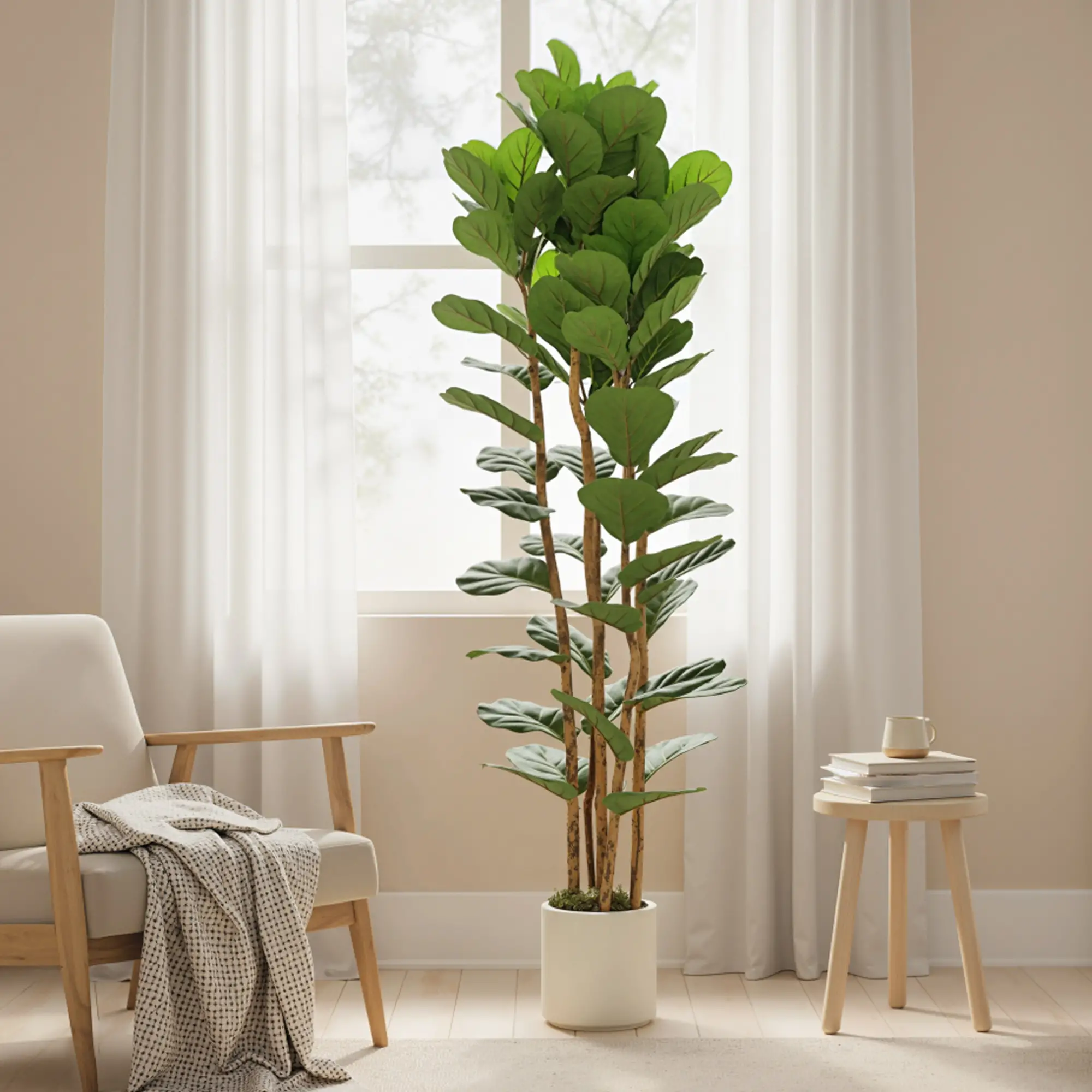 6FT Artificial Fiddle Leaf Fig Tree, Fake Potted Tree, Green - Image 9