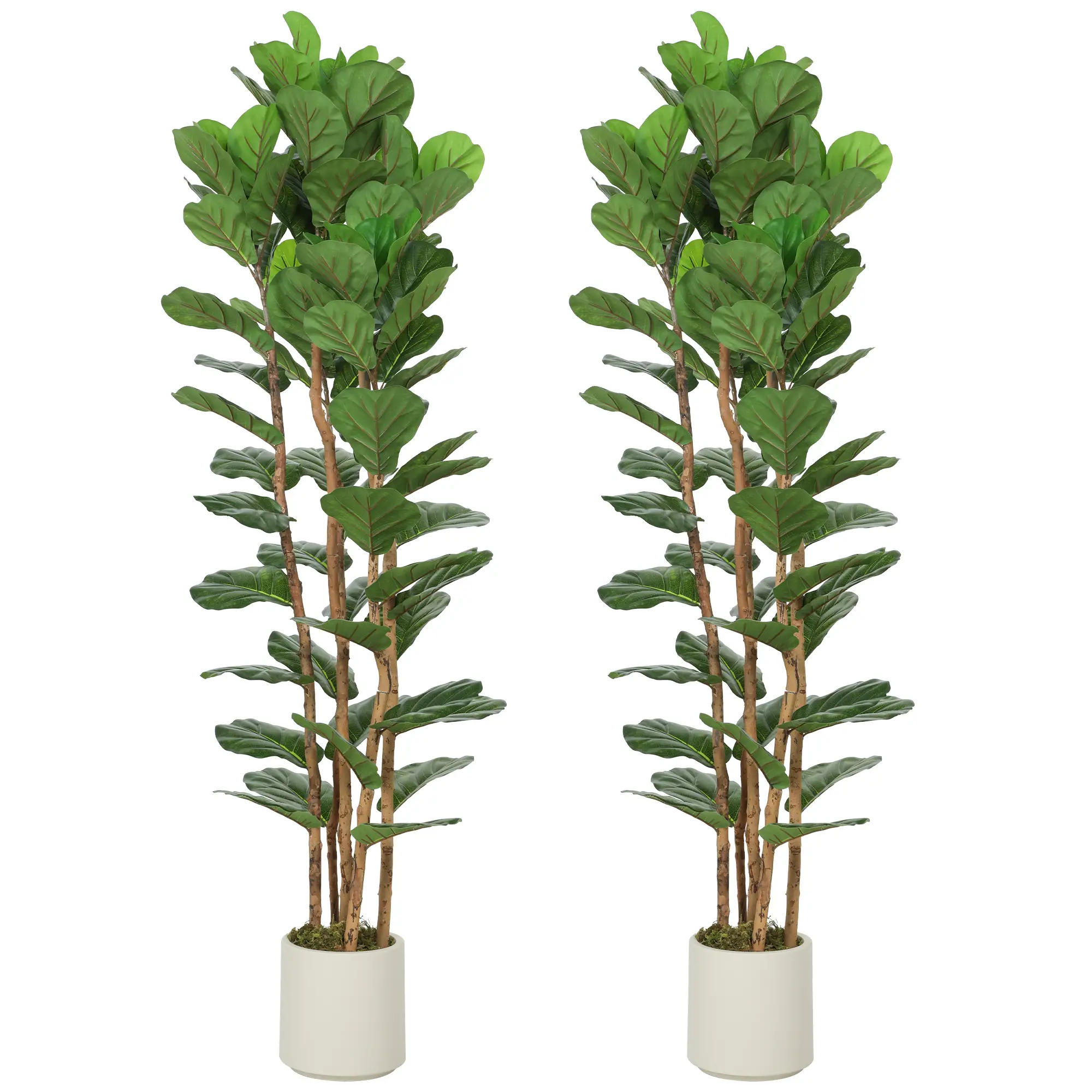 6FT Artificial Fiddle Leaf Fig Tree Set Of 2, Fake Potted Tree, Green - Image 11