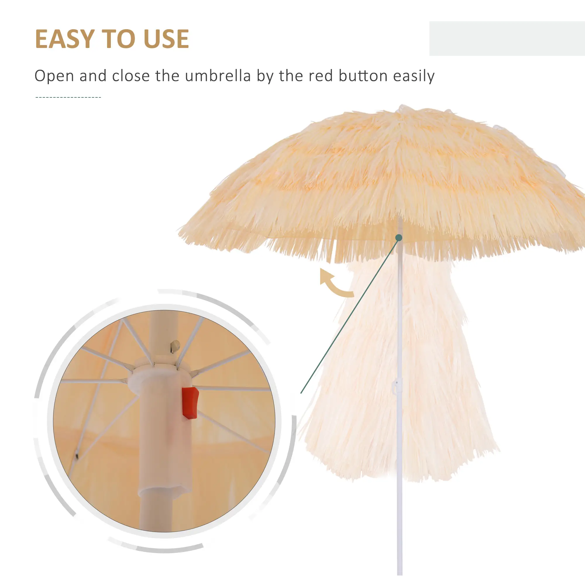 6FT Beach Umbrella, Tilt Sunshade, Adjustable Height, Wheat - Image 5