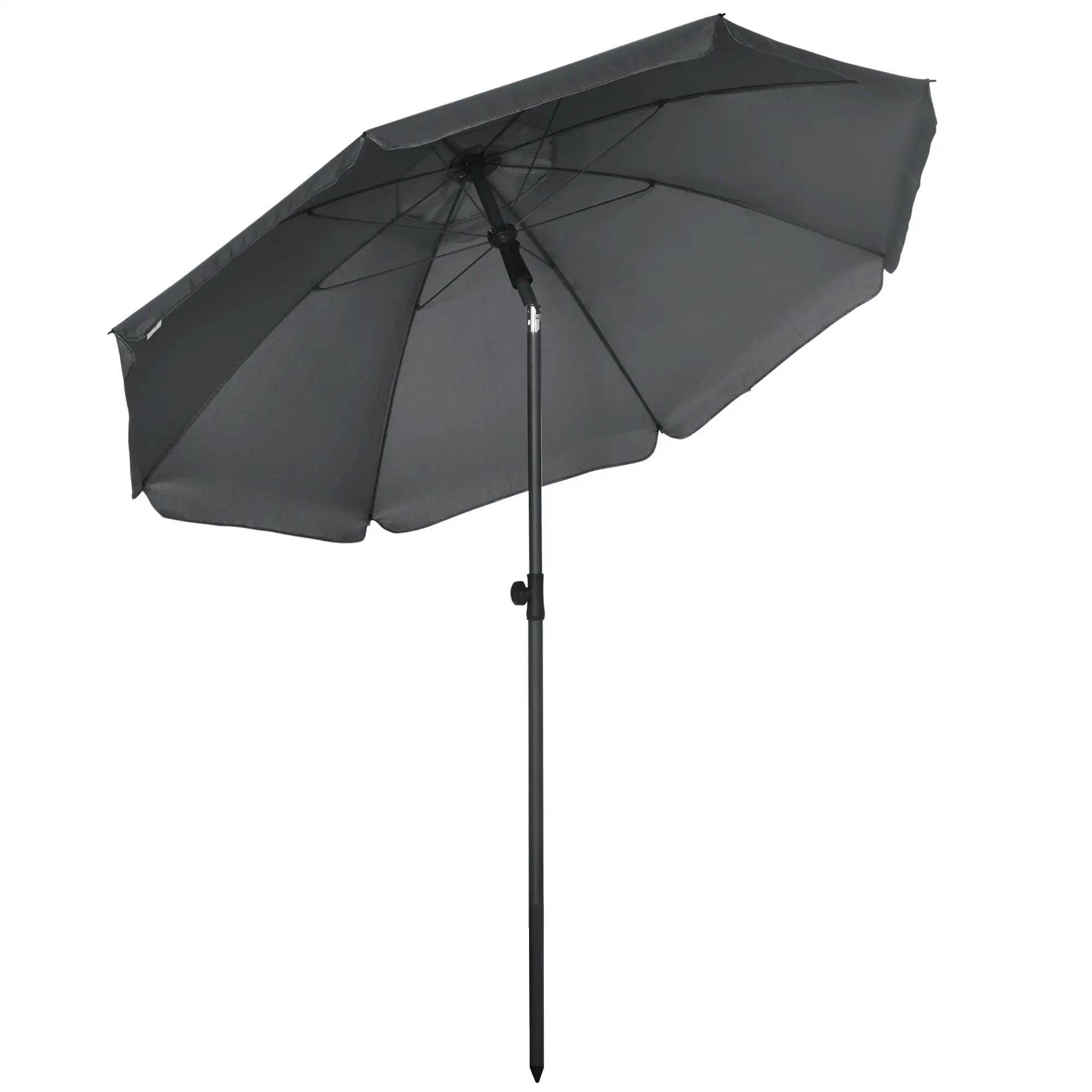 6ft Beach Umbrella, UV50+ Vented Canopy, Push Button Tilt, Dark Grey - Image 11