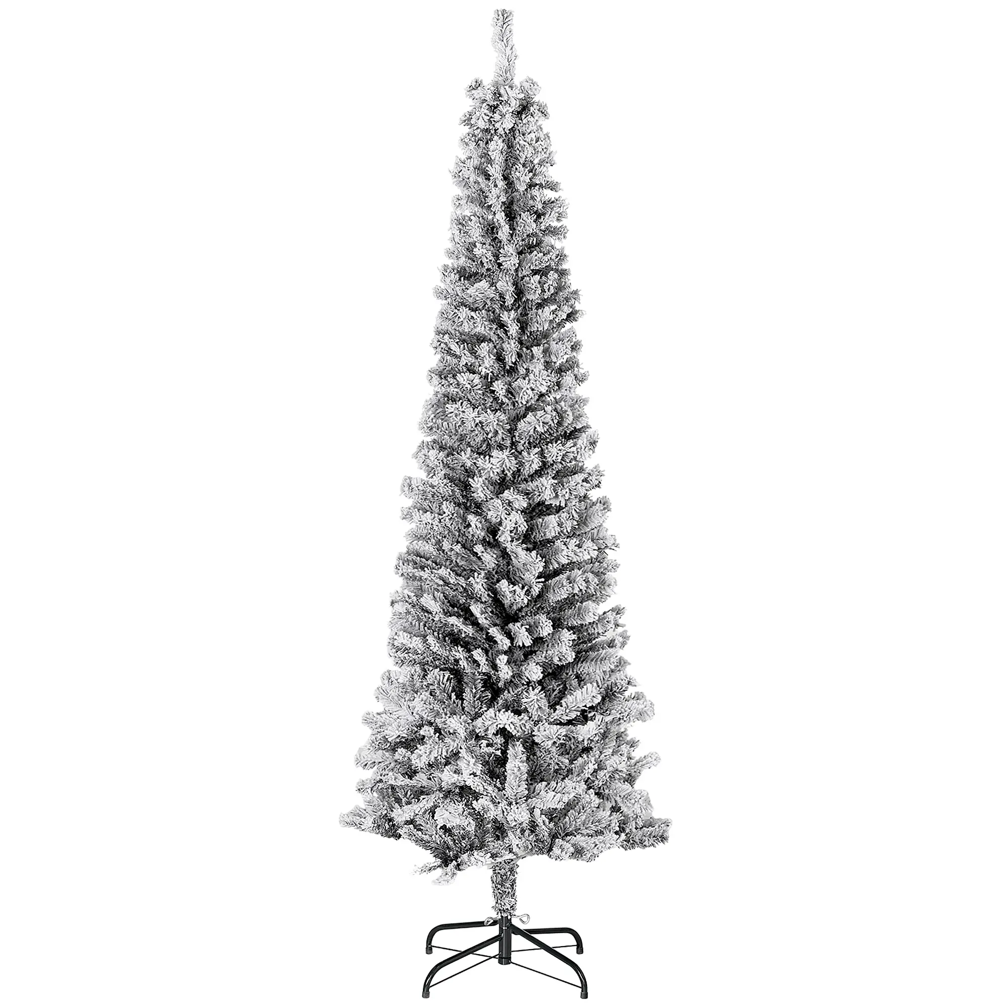 6ft Flocked Pencil Christmas Tree, Realistic Branch Tips, Black