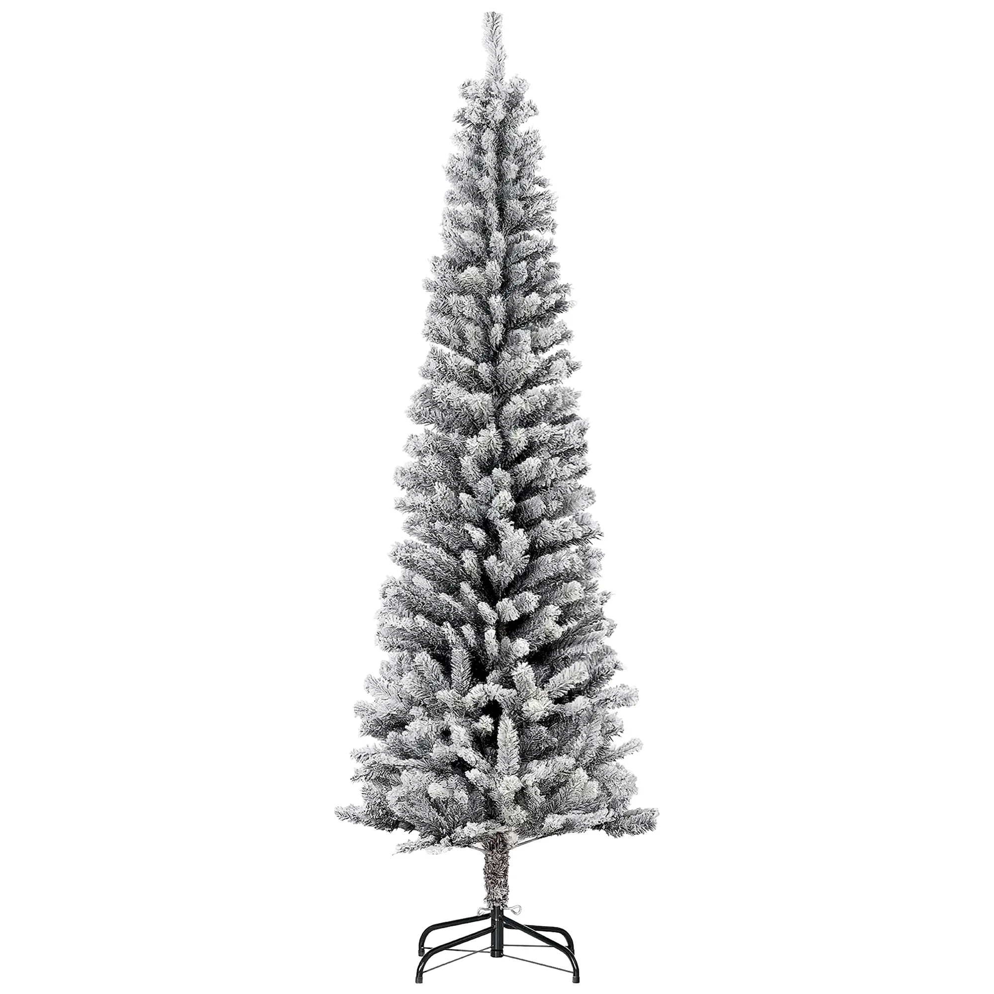 6ft Flocked Pencil Christmas Tree, Realistic Branch Tips, Black - Image 11