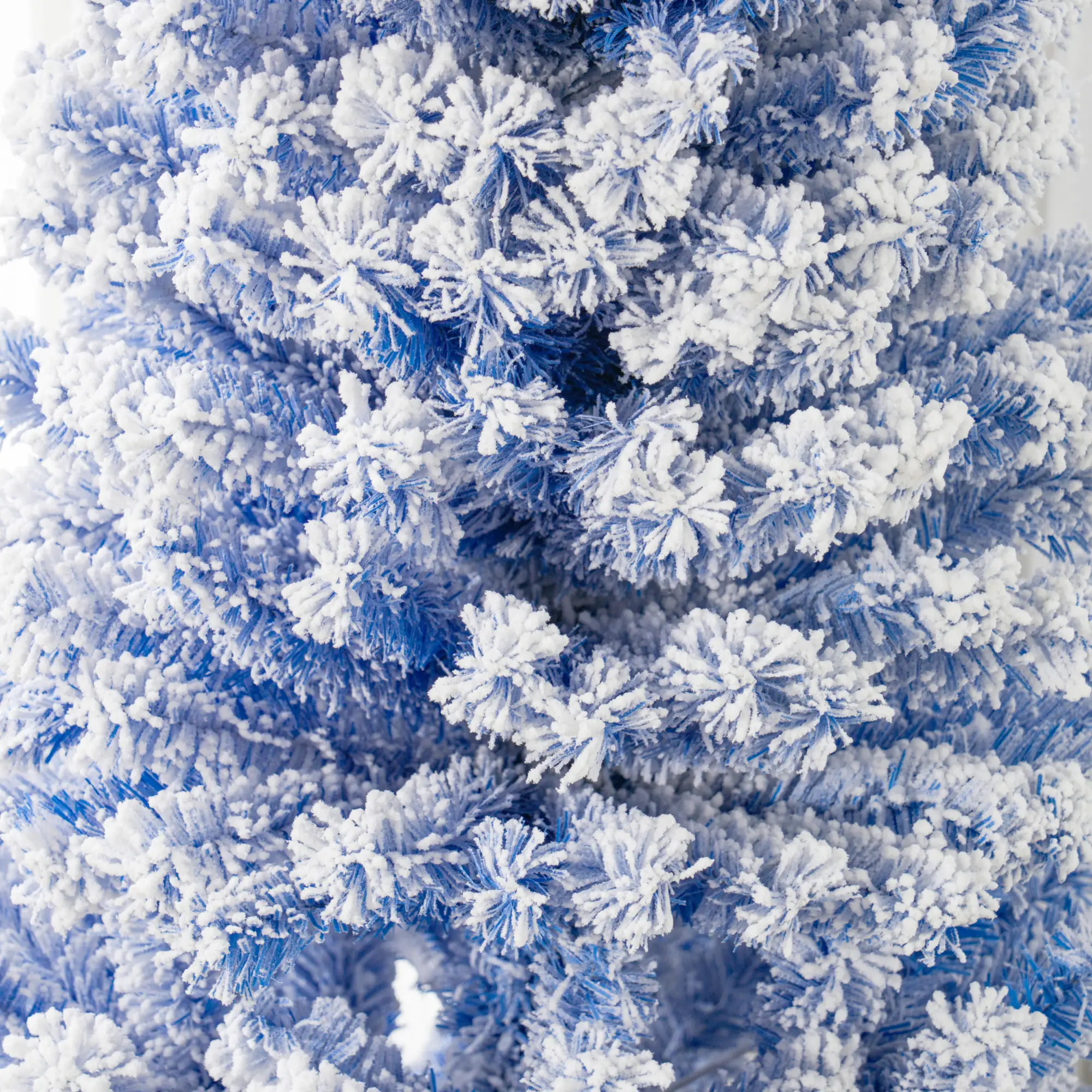 6ft Flocked Pencil Christmas Tree, Realistic Branch Tips, Blue - Image 10