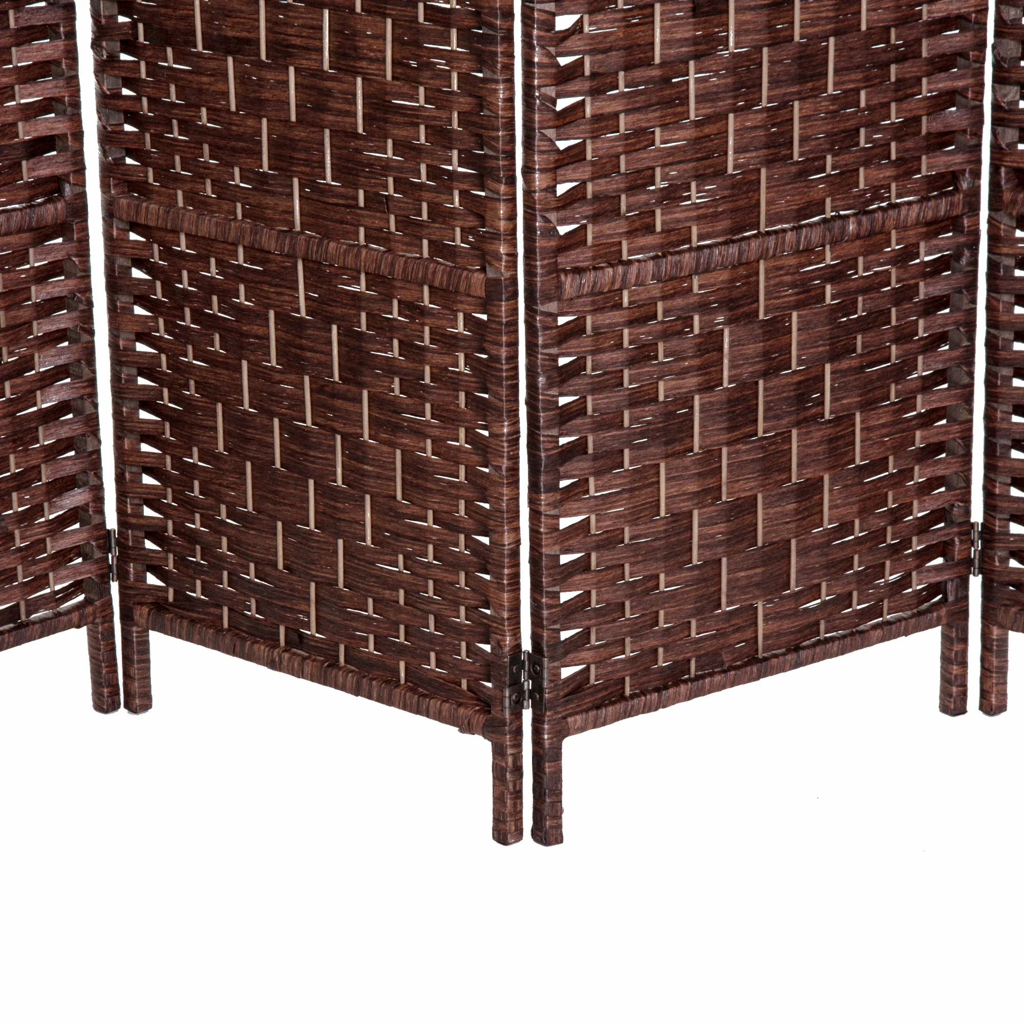 6ft Folding Room Divider, 6 Panel Wooden Frame, Brown - Image 10