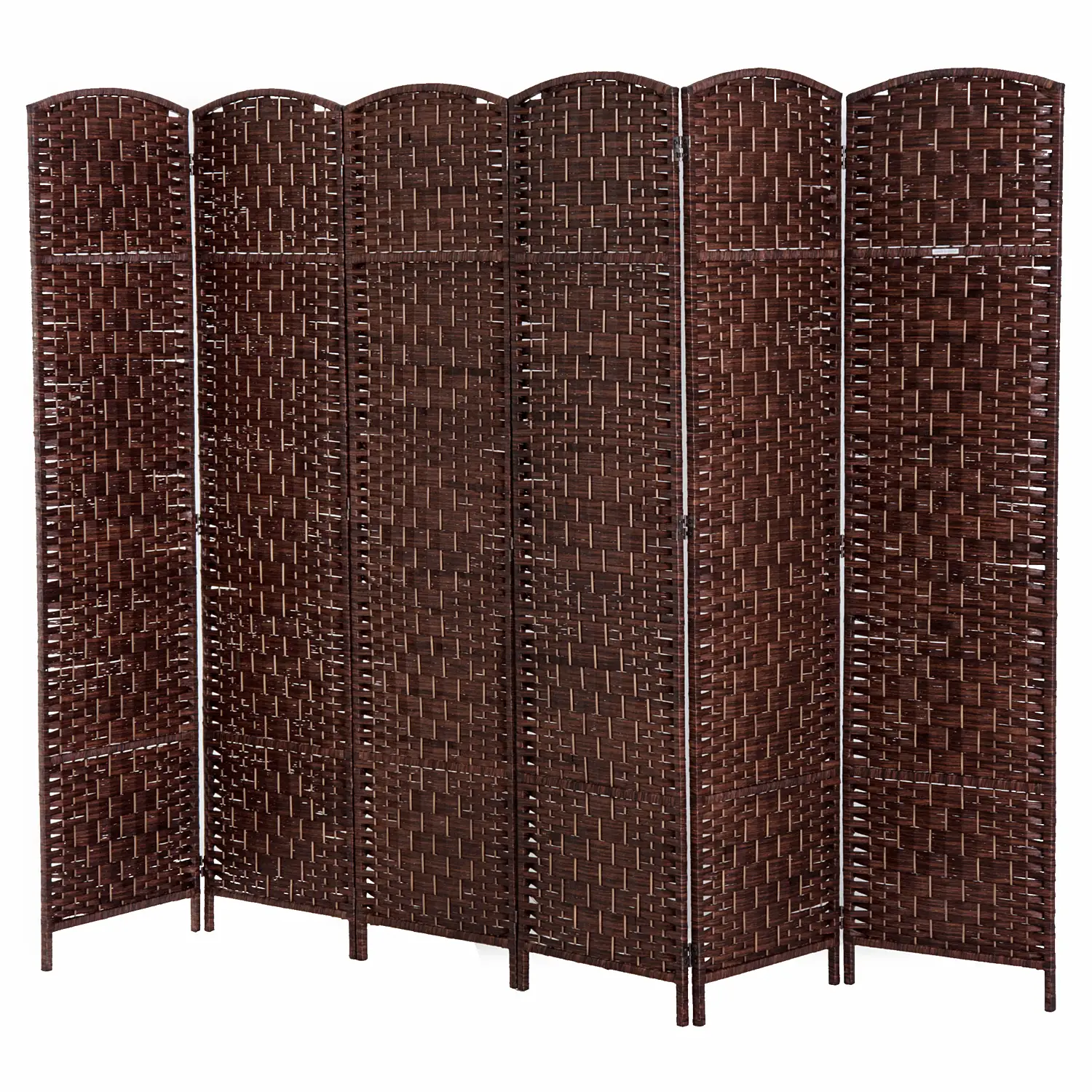 6ft Folding Room Divider, 6 Panel Wooden Frame, Brown - Image 11