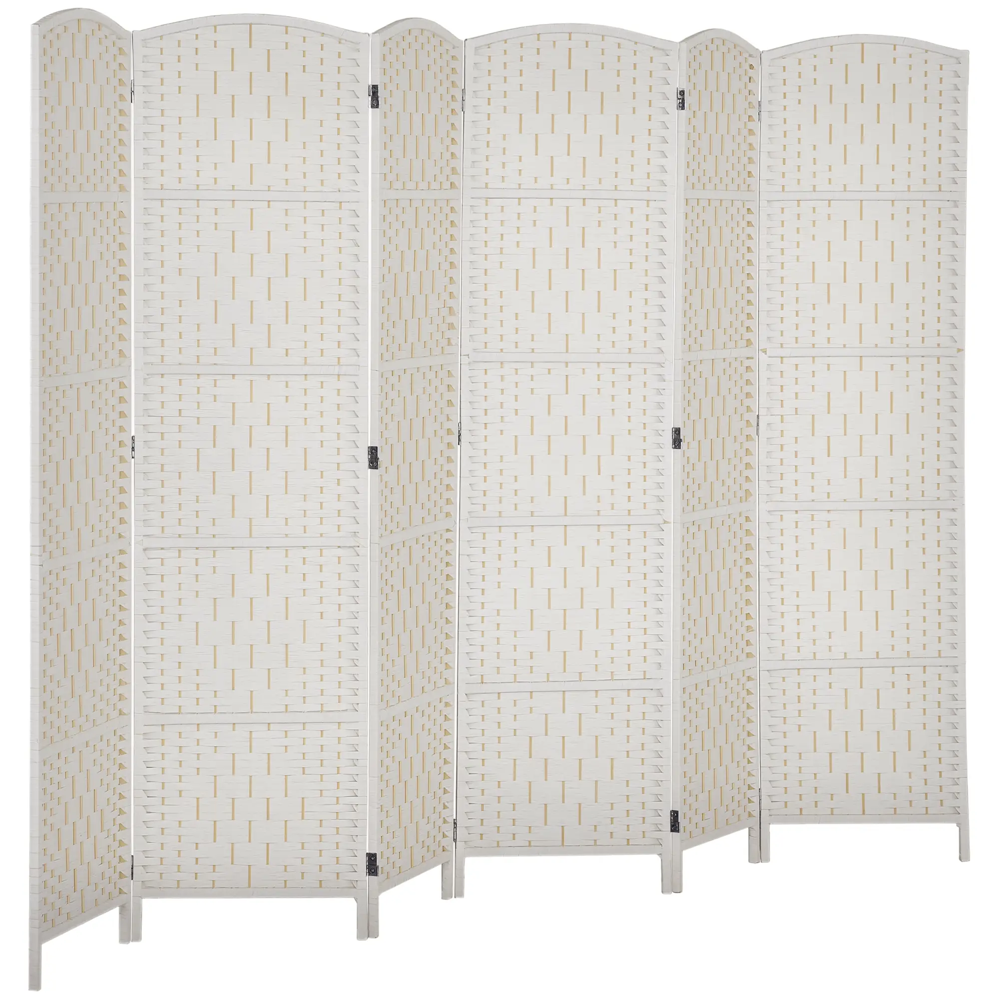 6ft Folding Room Divider, Wooden Frame, Natural - Image 11