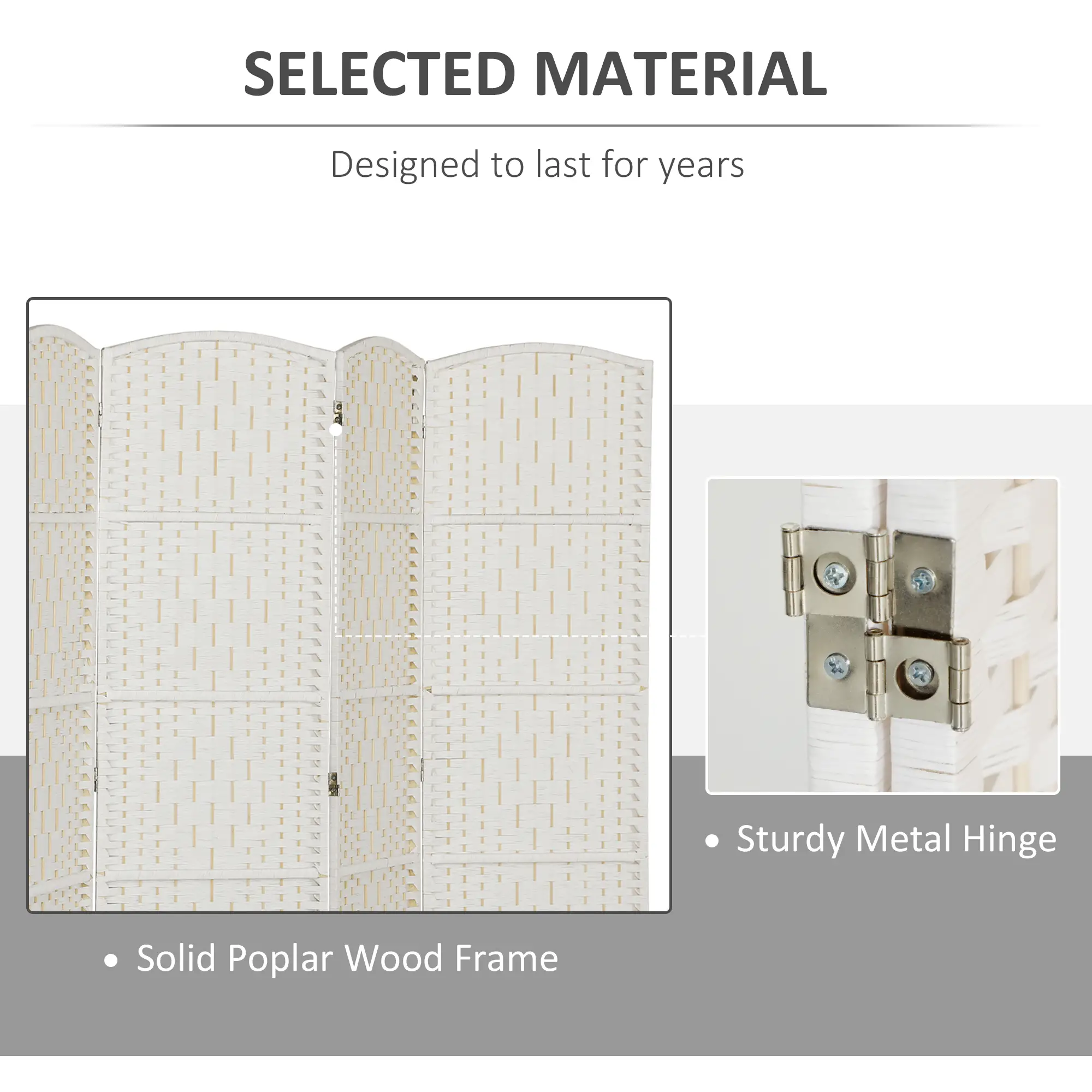 6ft Folding Room Divider, Wooden Frame, Natural - Image 5