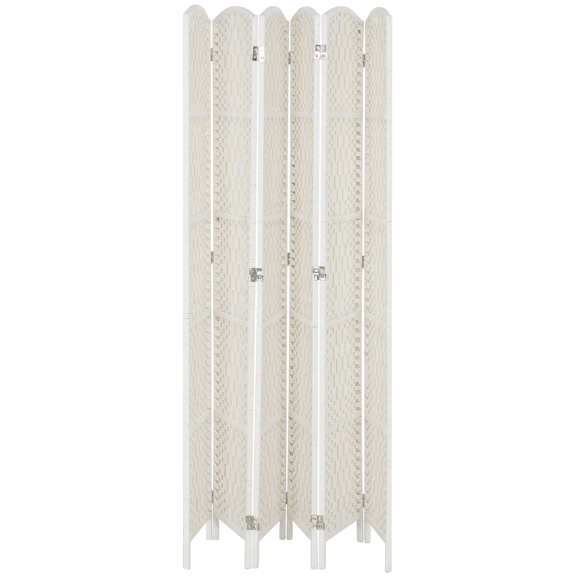 6ft Folding Room Divider, Wooden Frame, Natural - Image 9