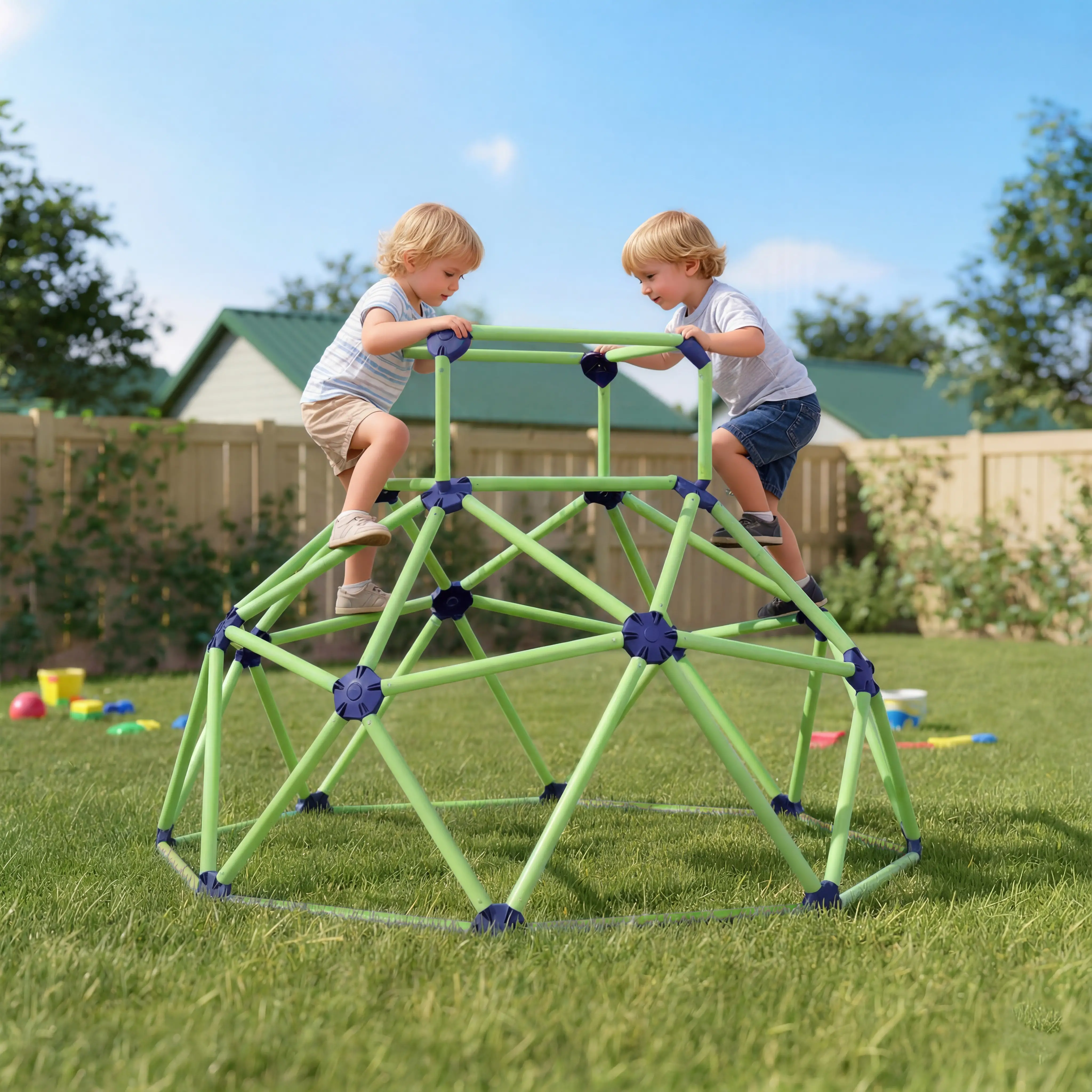 6FT Green Geometric Dome Climber, Indoor Outdoor Jungle Gym, Green - Image 2