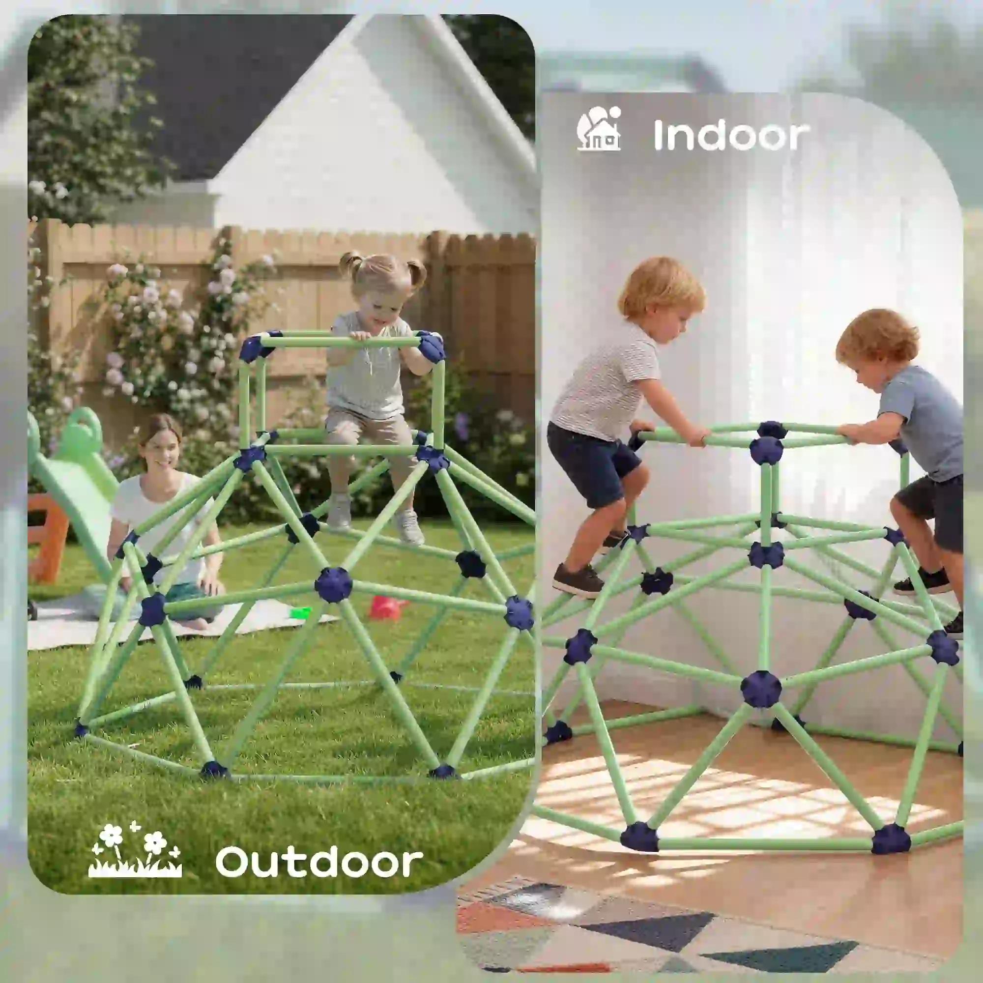 6FT Green Geometric Dome Climber, Indoor Outdoor Jungle Gym, Green - Image 7