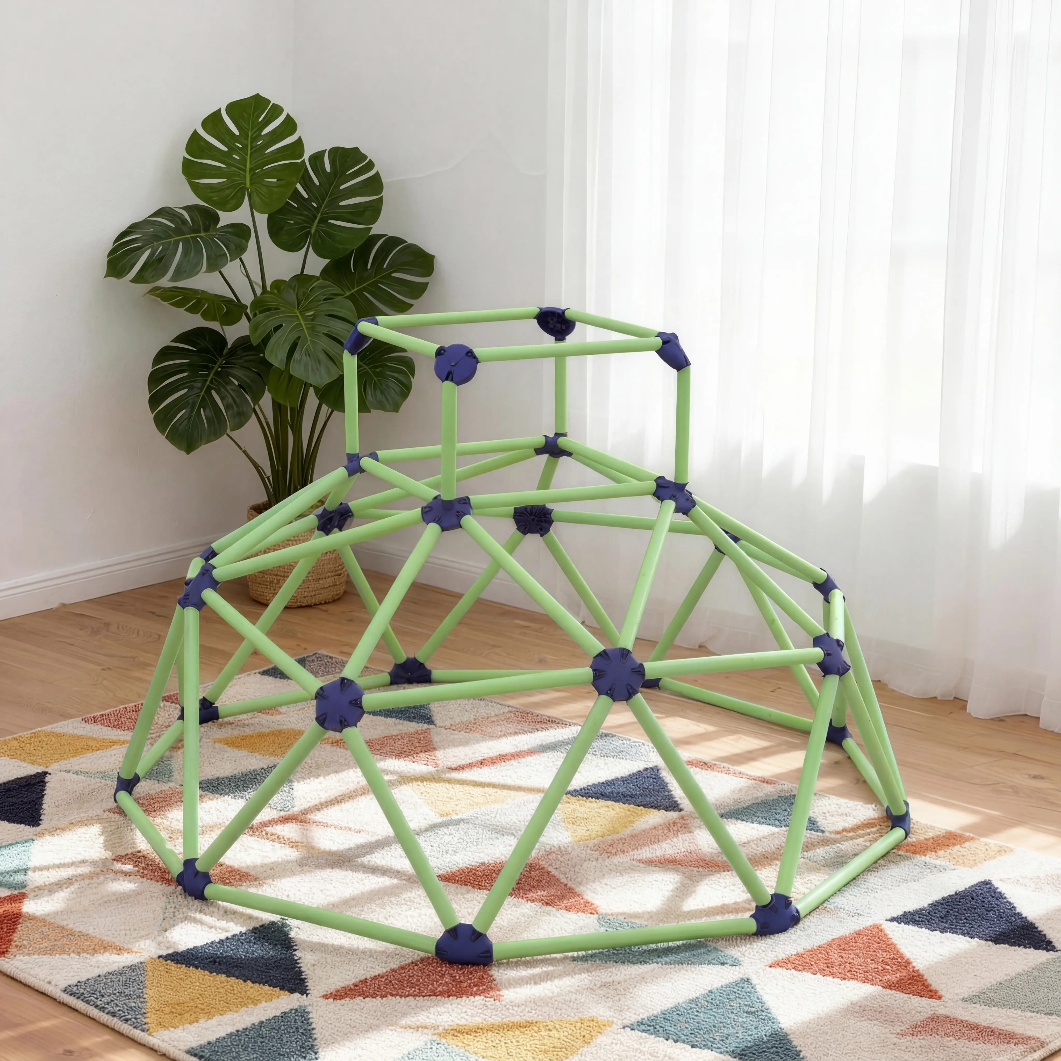 6FT Green Geometric Dome Climber, Indoor Outdoor Jungle Gym, Green - Image 8