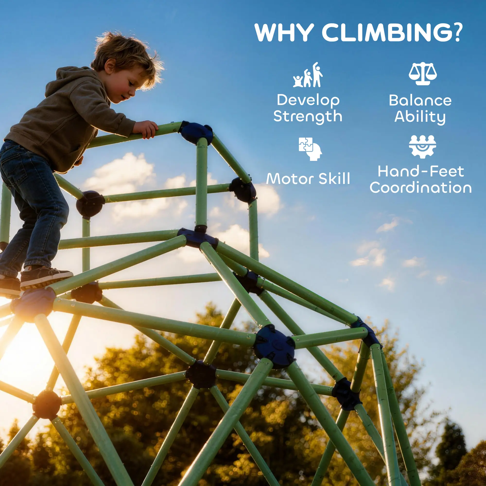 6FT Green Geometric Dome Climber, Indoor Outdoor Jungle Gym, Green - Image 9