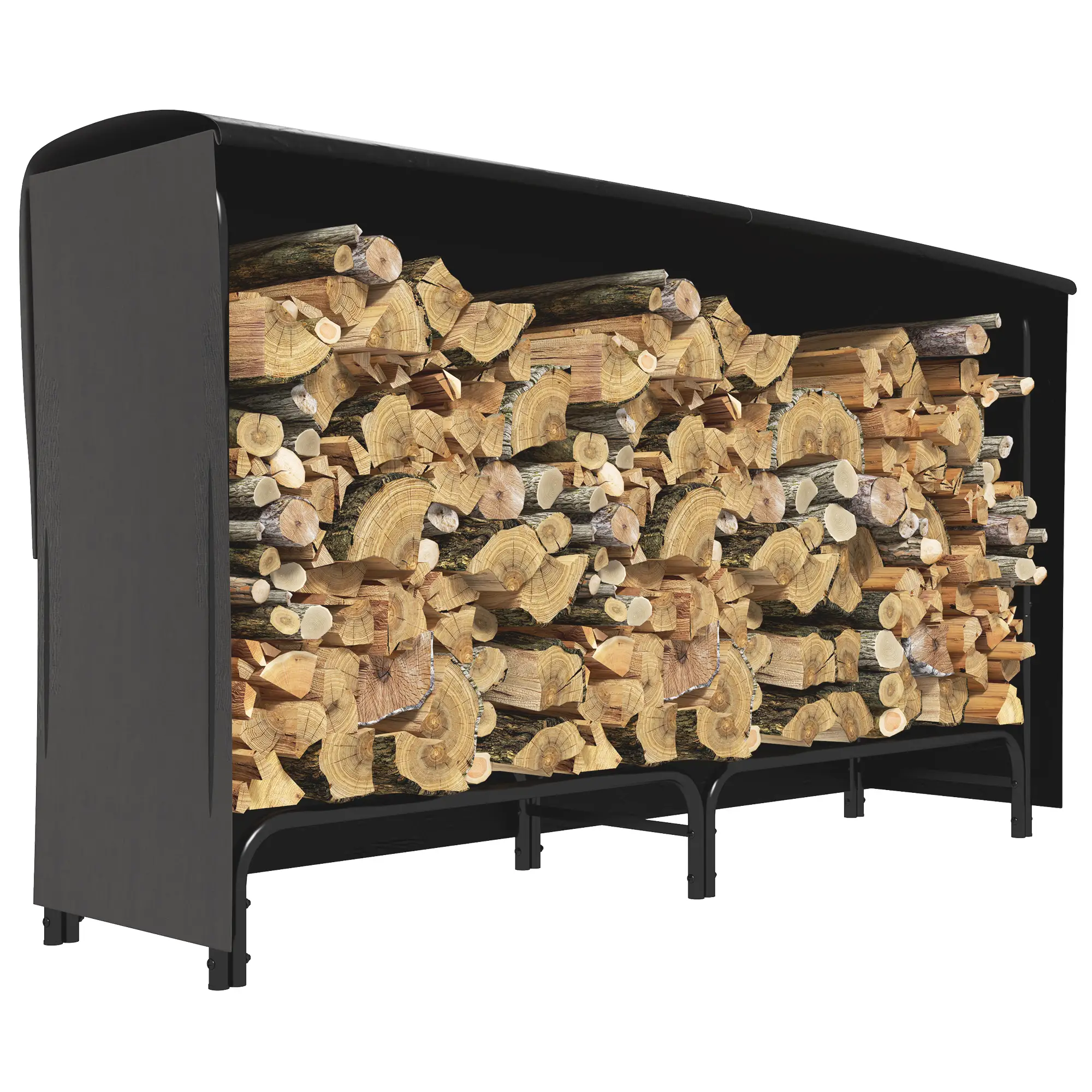 6ft Outdoor Firewood Rack with Cover, Adjustable Log Holder, Black - Image 11