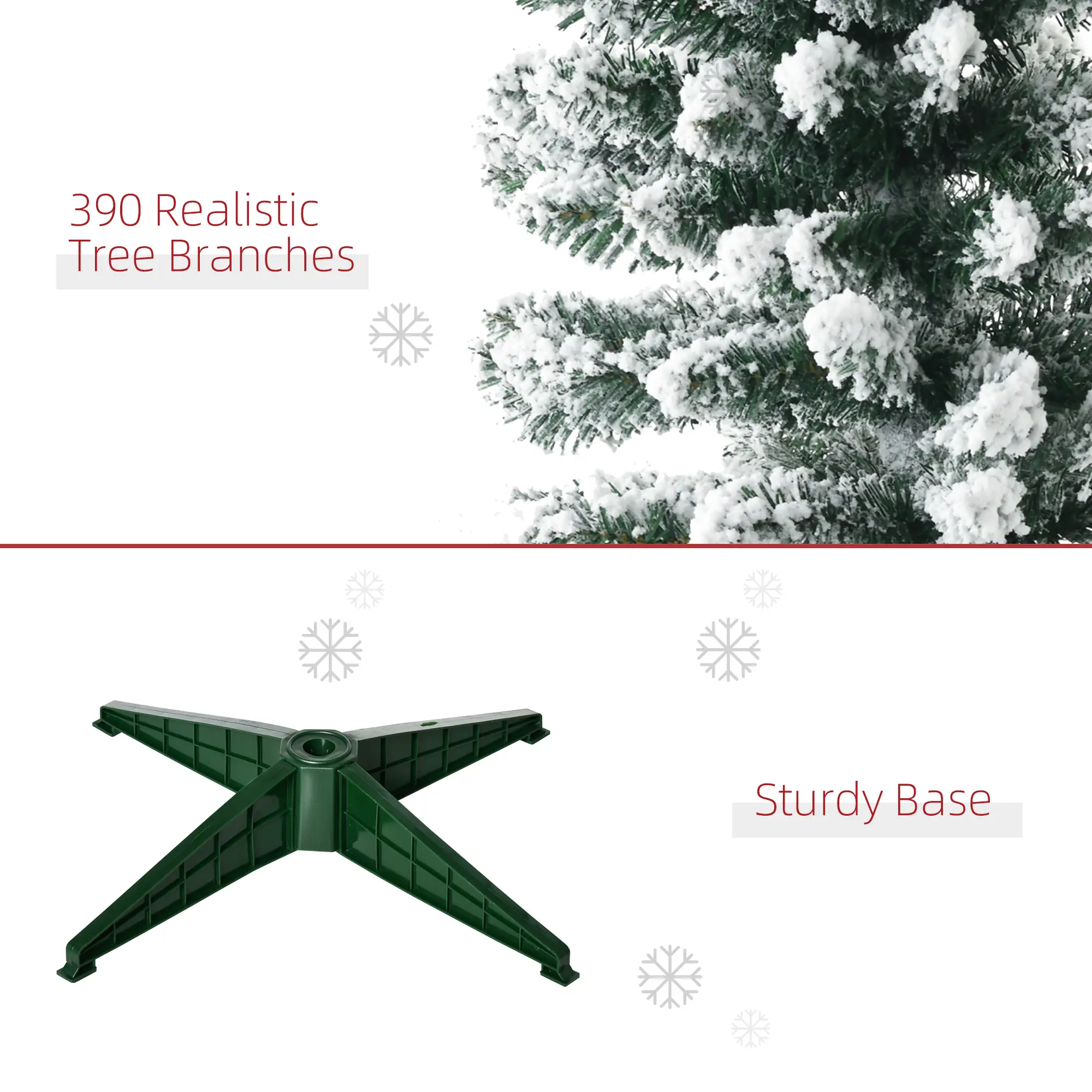 6ft Pencil Artificial Christmas Tree, Snow Flocked Branches, Green - Image 7