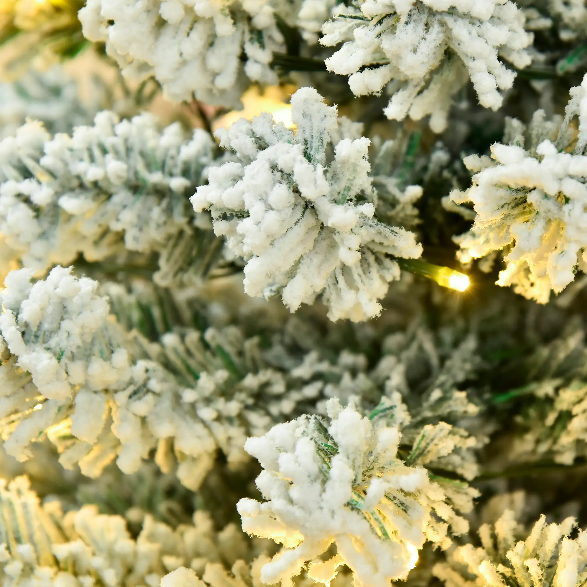 6ft Prelit Snow Flocked Pencil Christmas Tree, Warm White LED, Green - Image 7