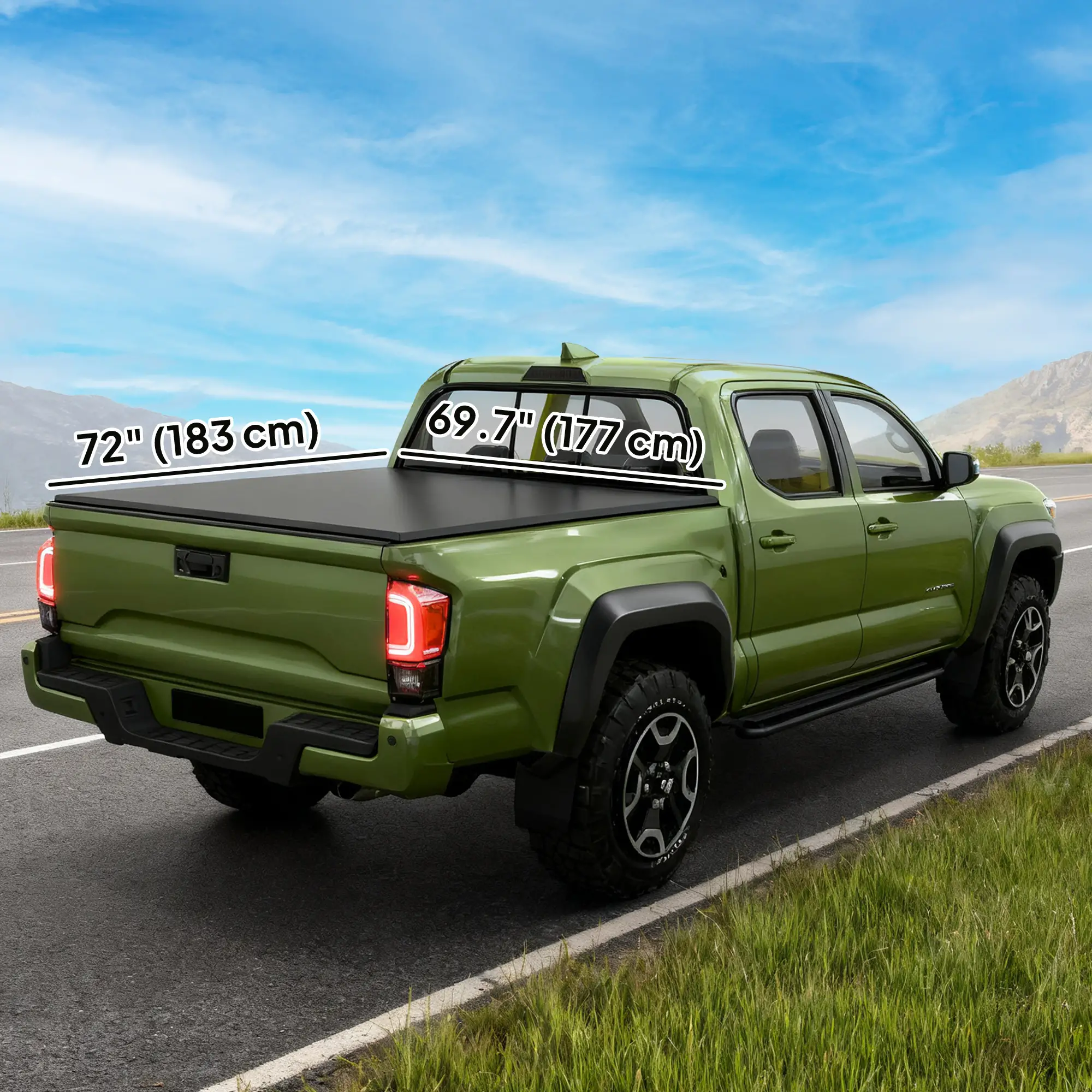 6ft Soft Tri-Fold Tonneau Cover, 5.75/5.8 ft Bed, Black - Image 3