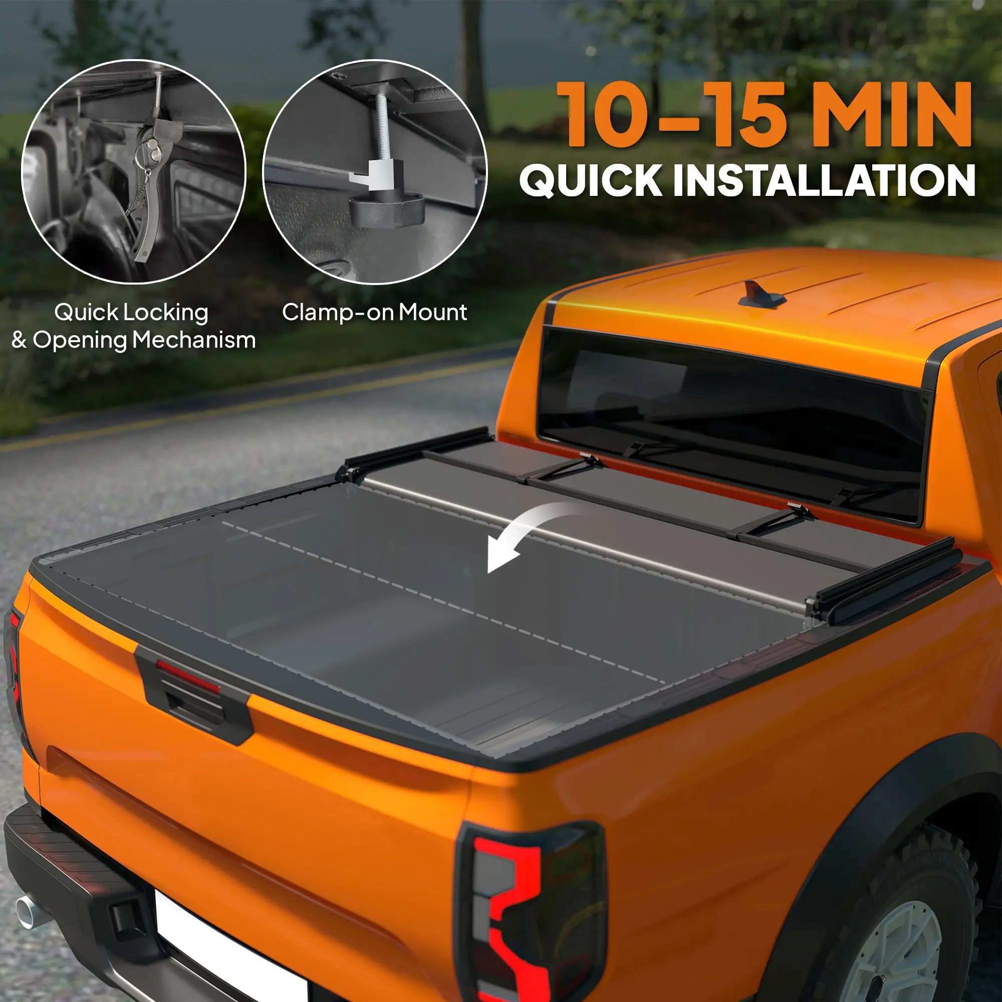 6ft Soft Tri-Fold Tonneau Cover, 5.75/5.8 ft Bed, Black - Image 5