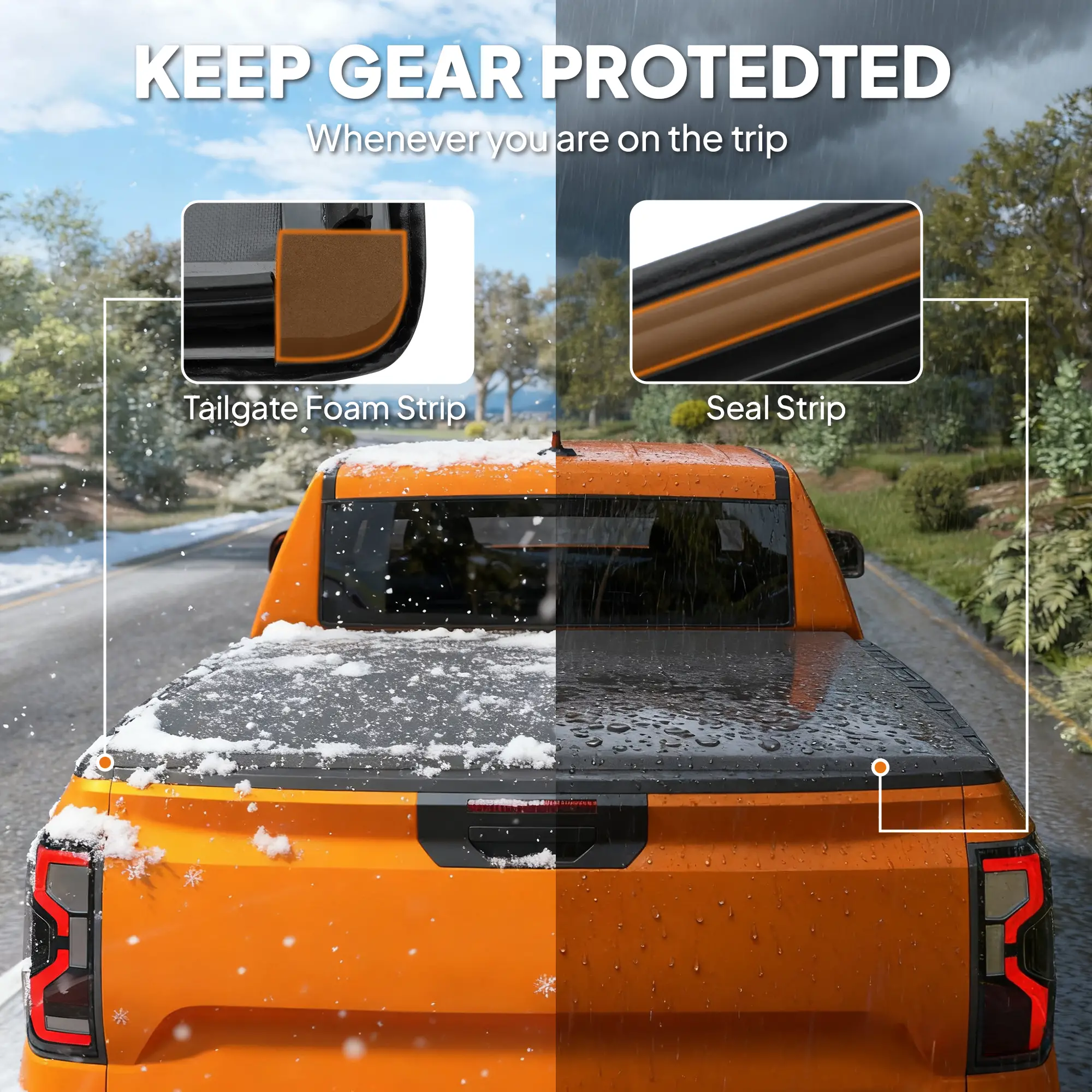 6ft Soft Tri-Fold Tonneau Cover, 5.75/5.8 ft Bed, Black - Image 6