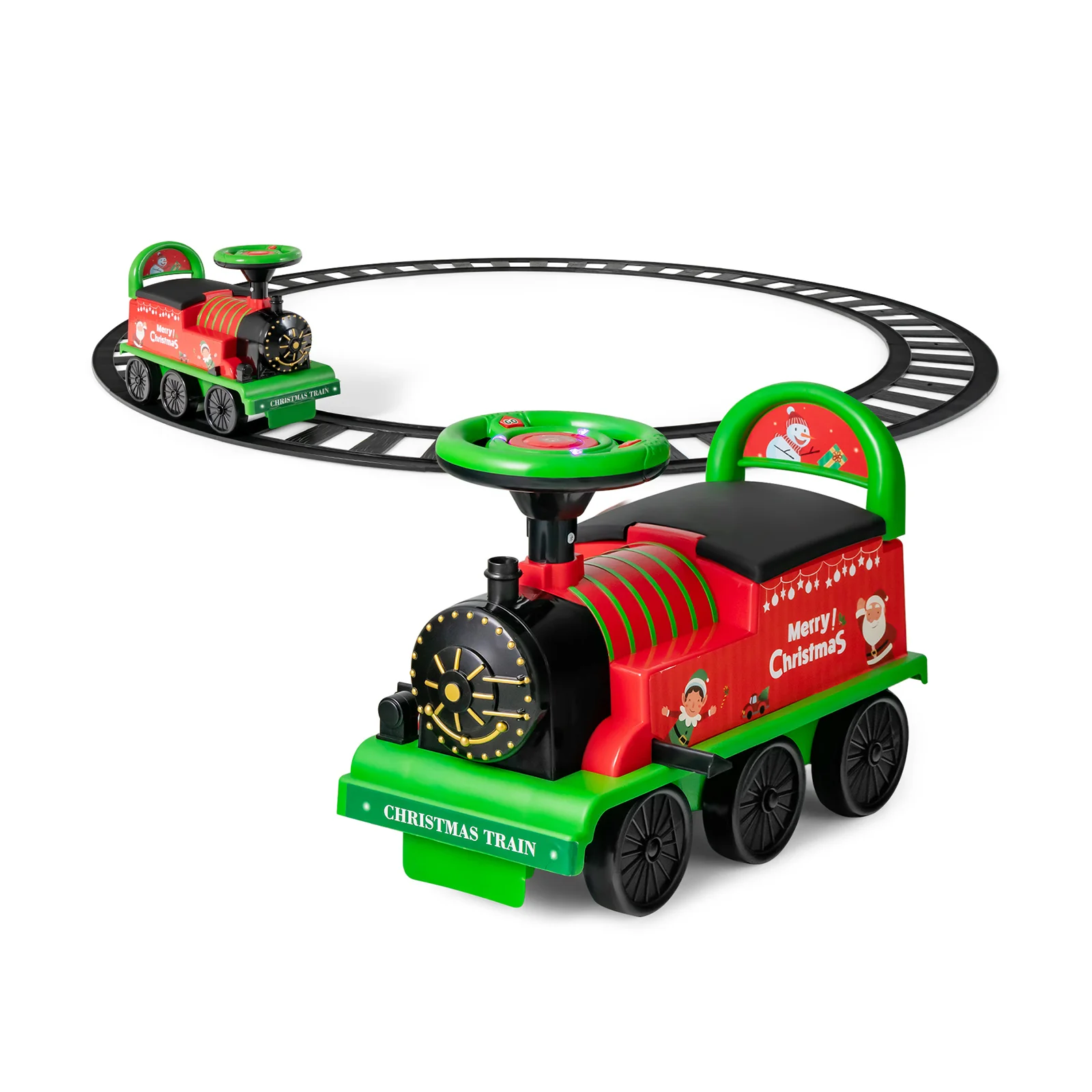 6V Electric Kids Ride On Car Toy Train, 16 Pieces Tracks, Green
