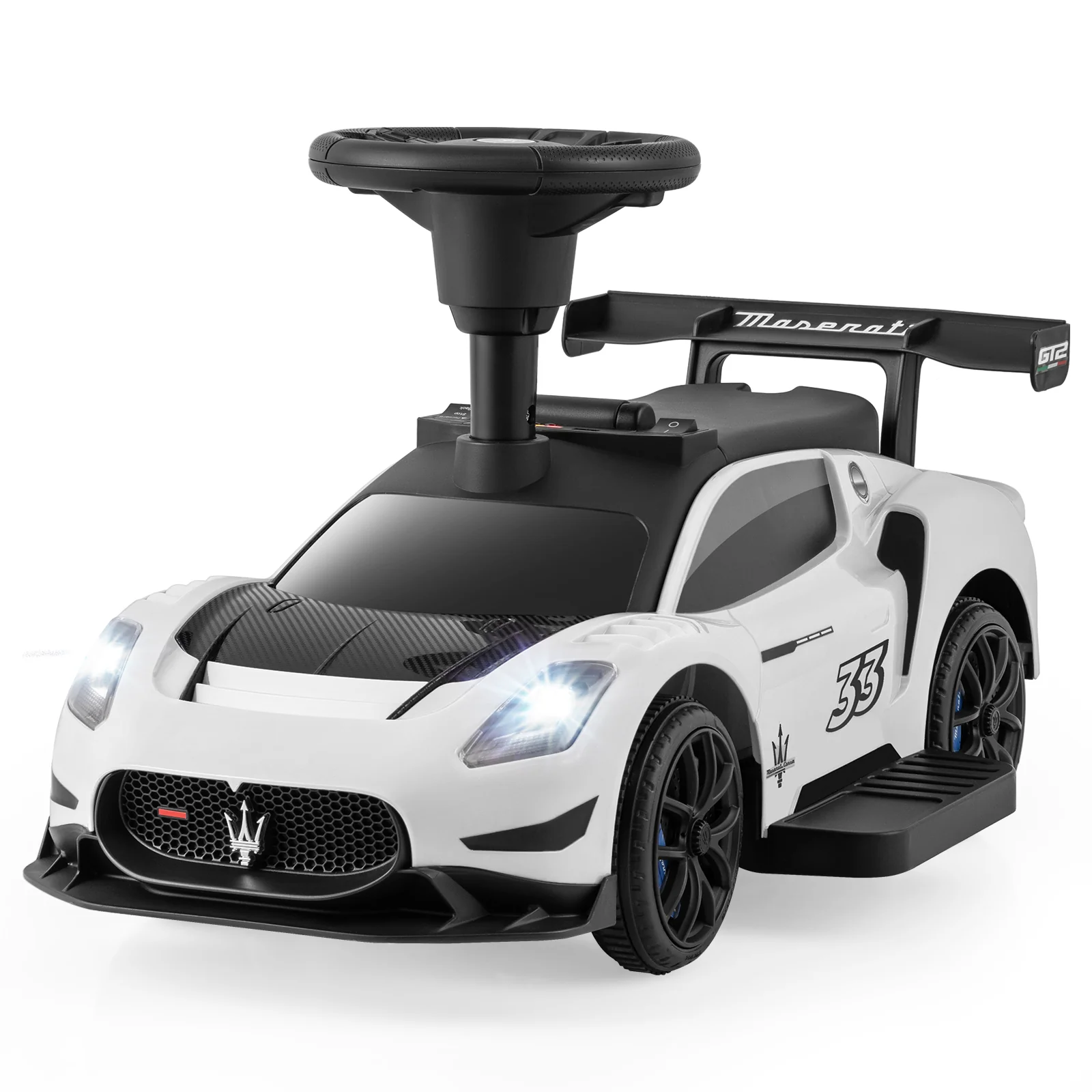 6V Electric Kids Ride On Push Car, With Foot Pedal And Music, White - Image 5