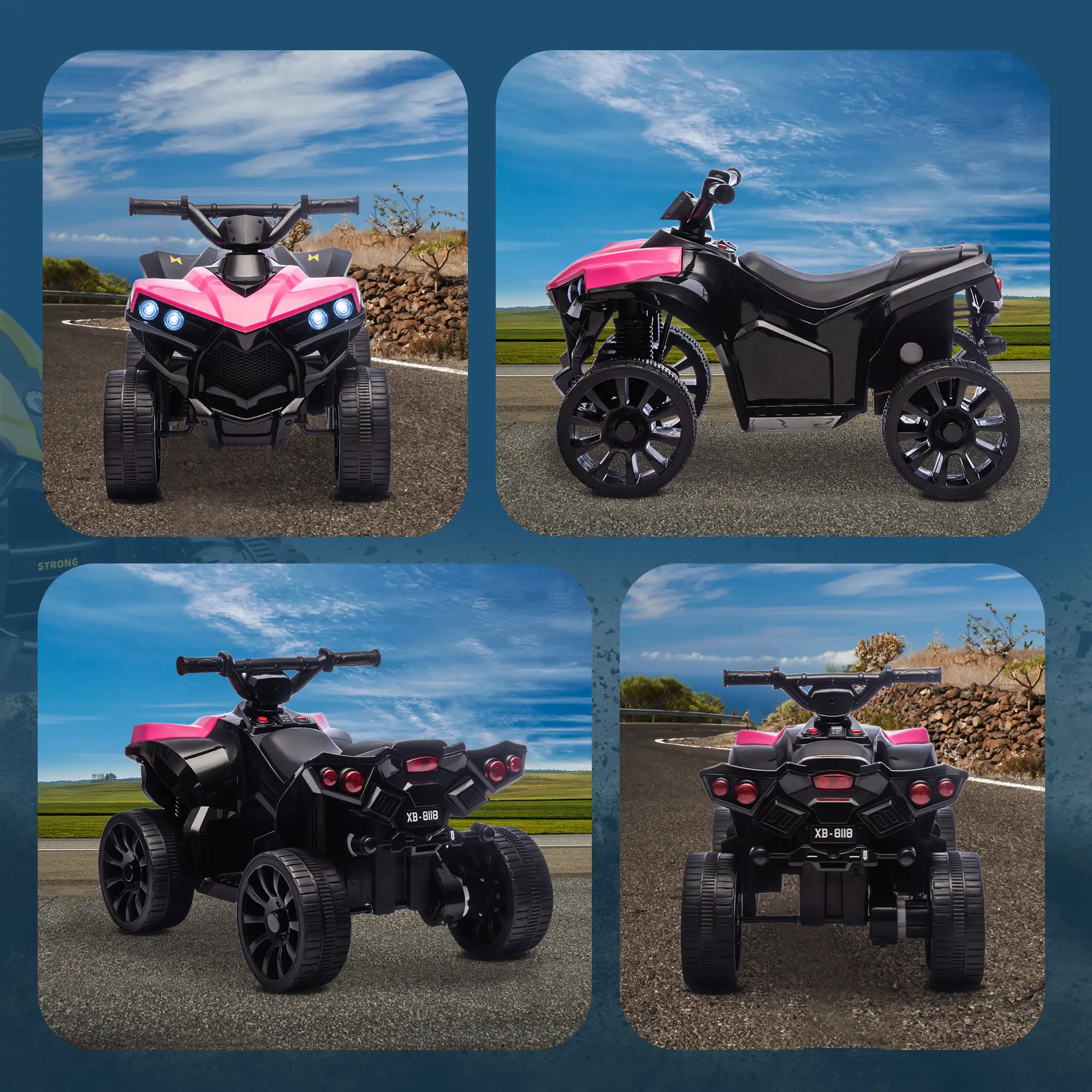 6V Kids ATV, 4 Wheeler Electric Ride on Car, Pink - Image 7