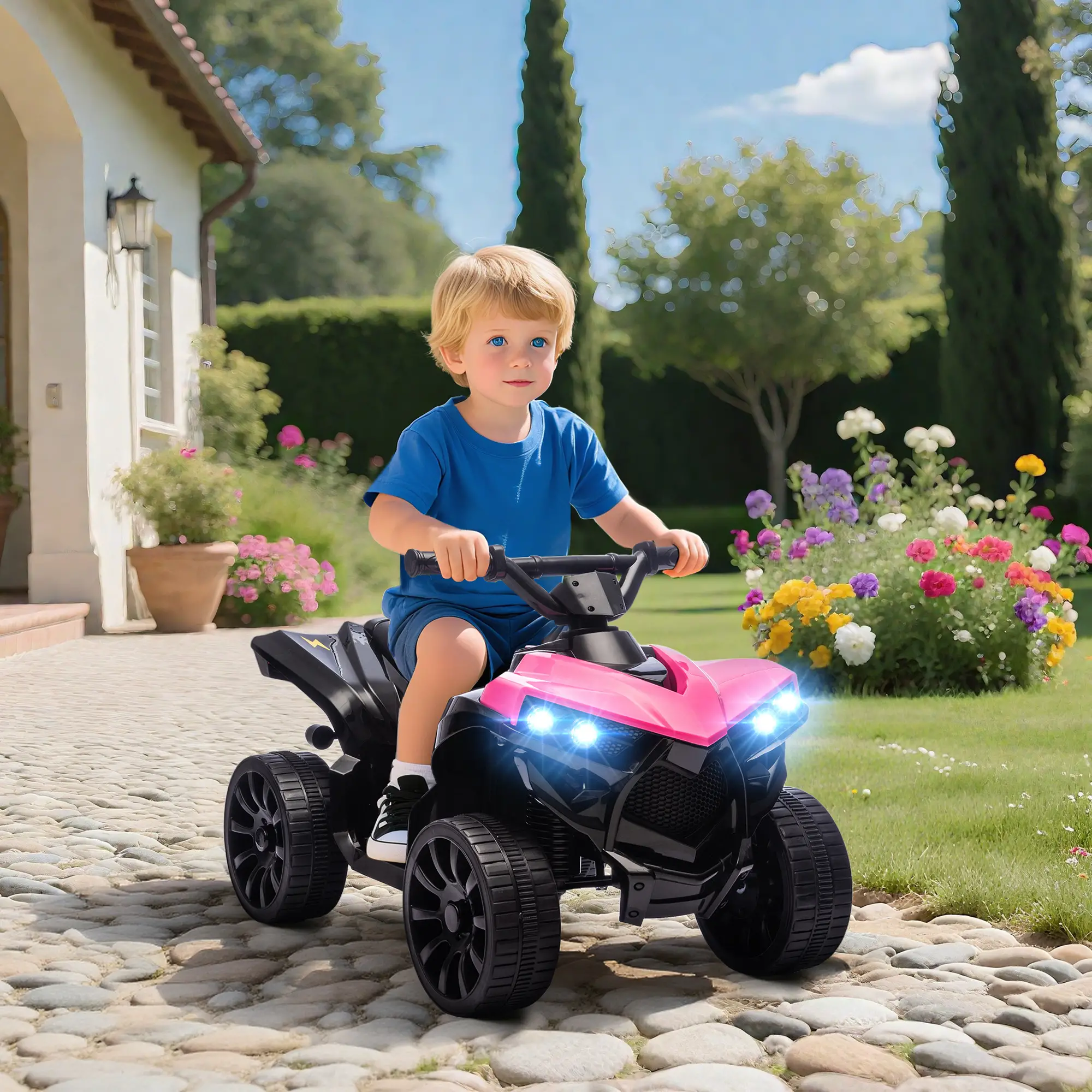 6V Kids ATV, 4 Wheeler Electric Ride on Car, Pink - Image 8