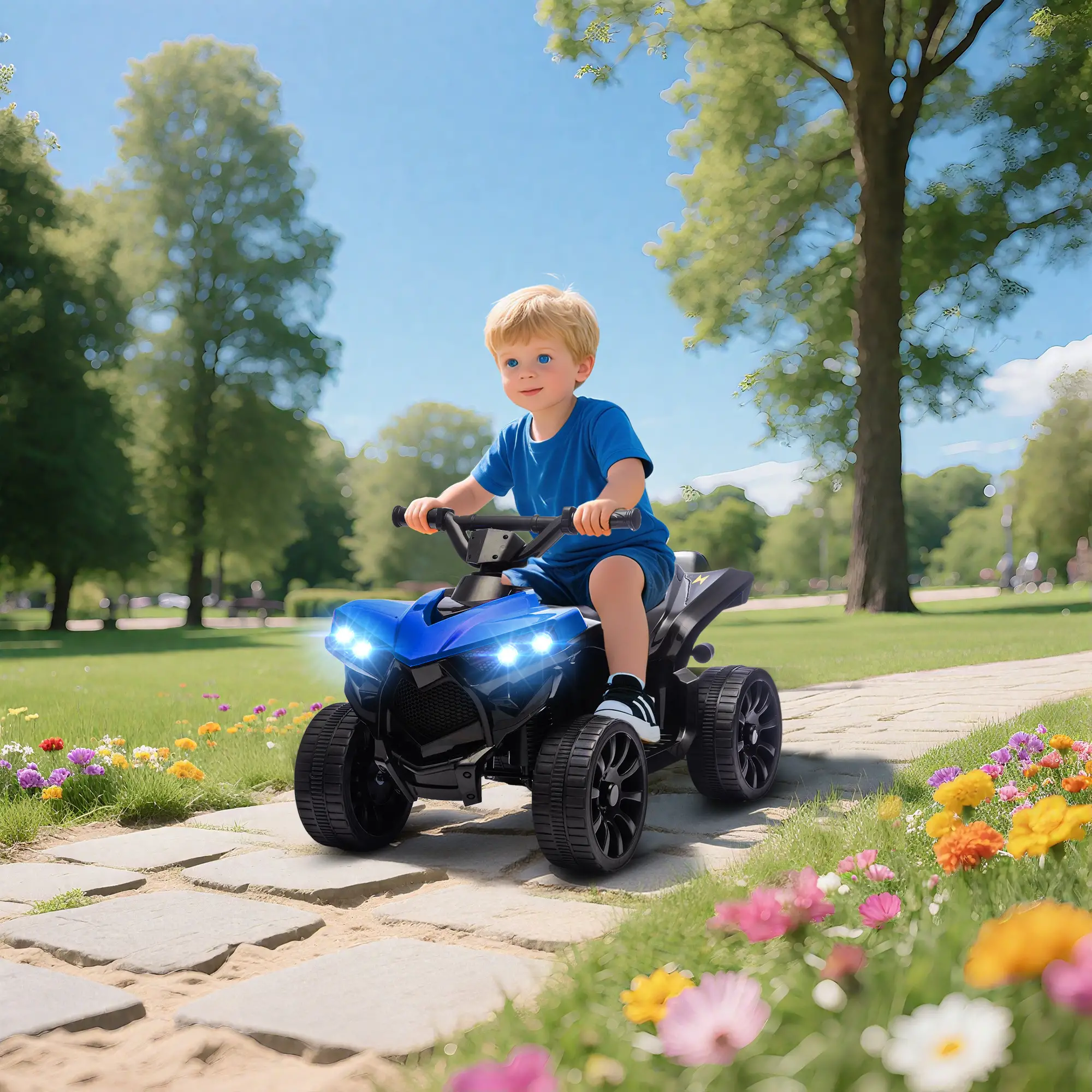 6V Kids ATV Electric Ride On Car, Ages 37-72 Months, Blue - Image 2