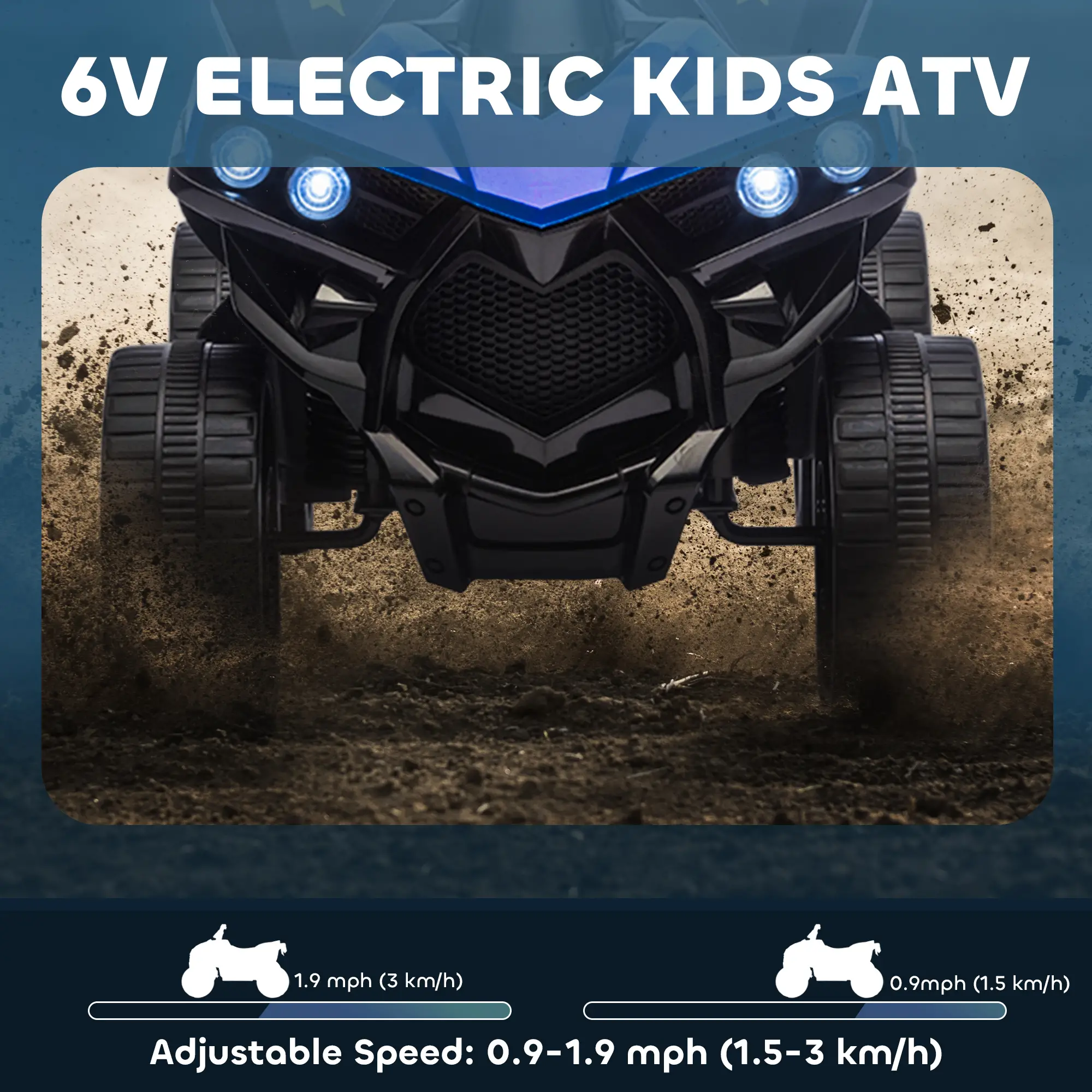 6V Kids ATV Electric Ride On Car, Ages 37-72 Months, Blue - Image 4