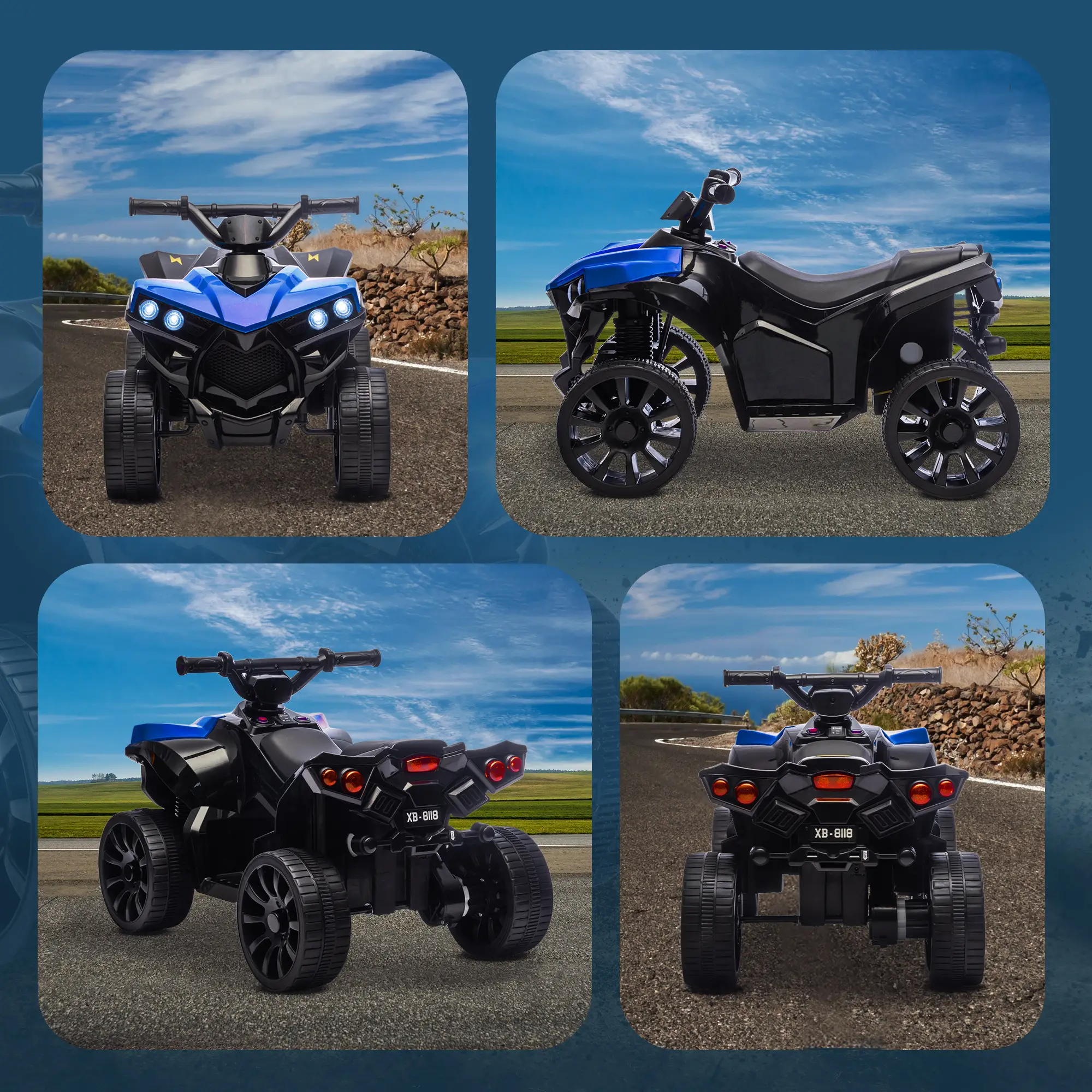 6V Kids ATV Electric Ride On Car, Ages 37-72 Months, Blue - Image 7