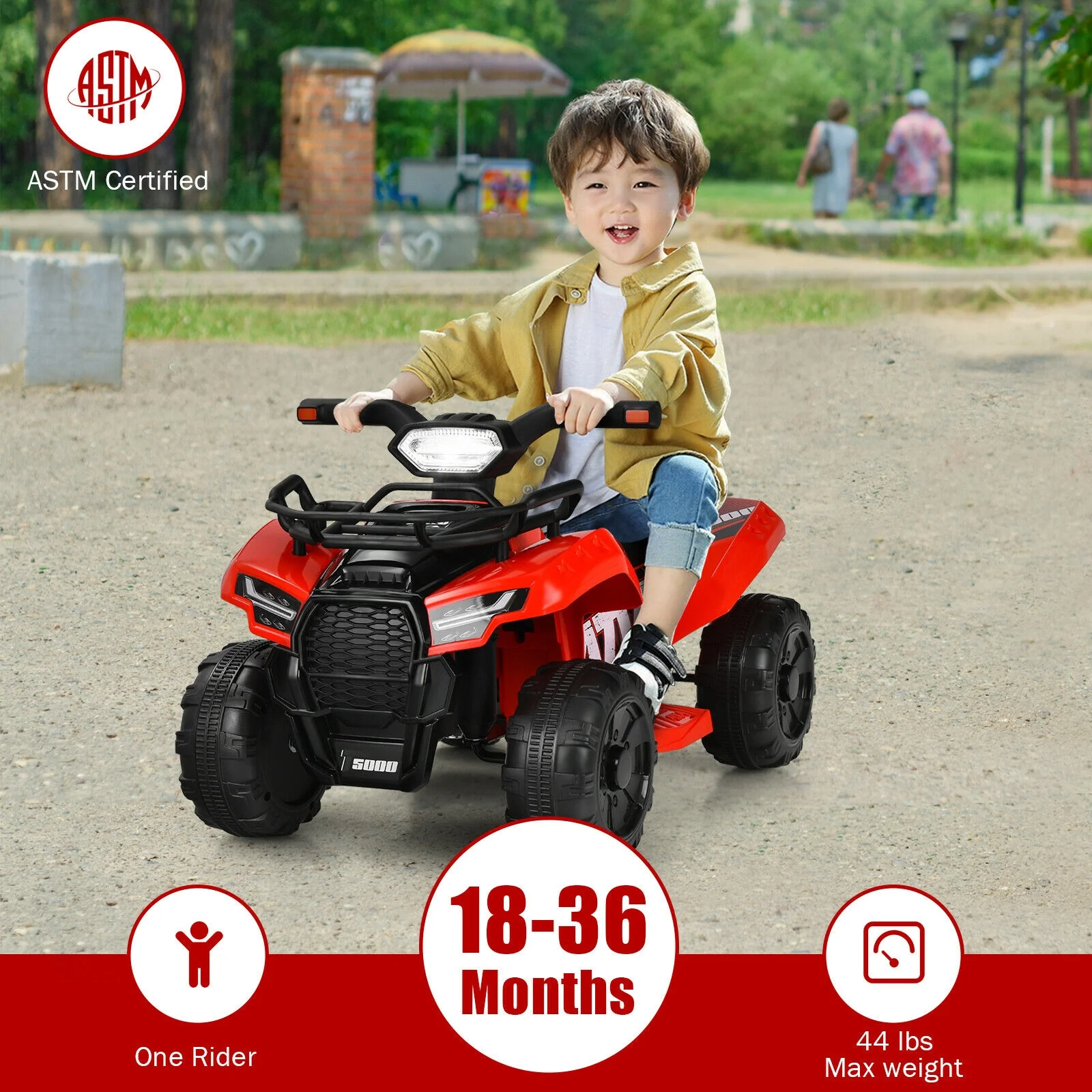 6V Kids ATV Quad Electric Ride On Car, LED Light, MP3, Red - Image 10