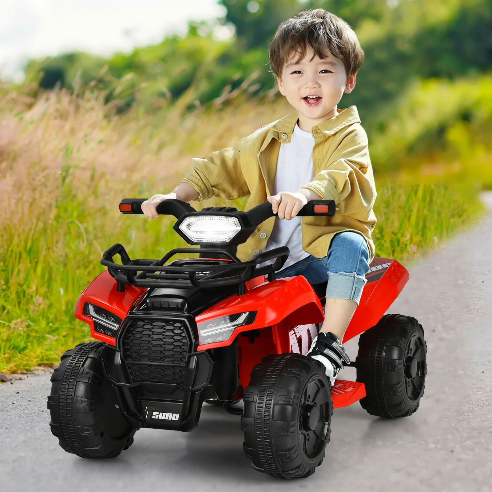 6V Kids ATV Quad Electric Ride On Car, LED Light, MP3, Red - Image 2