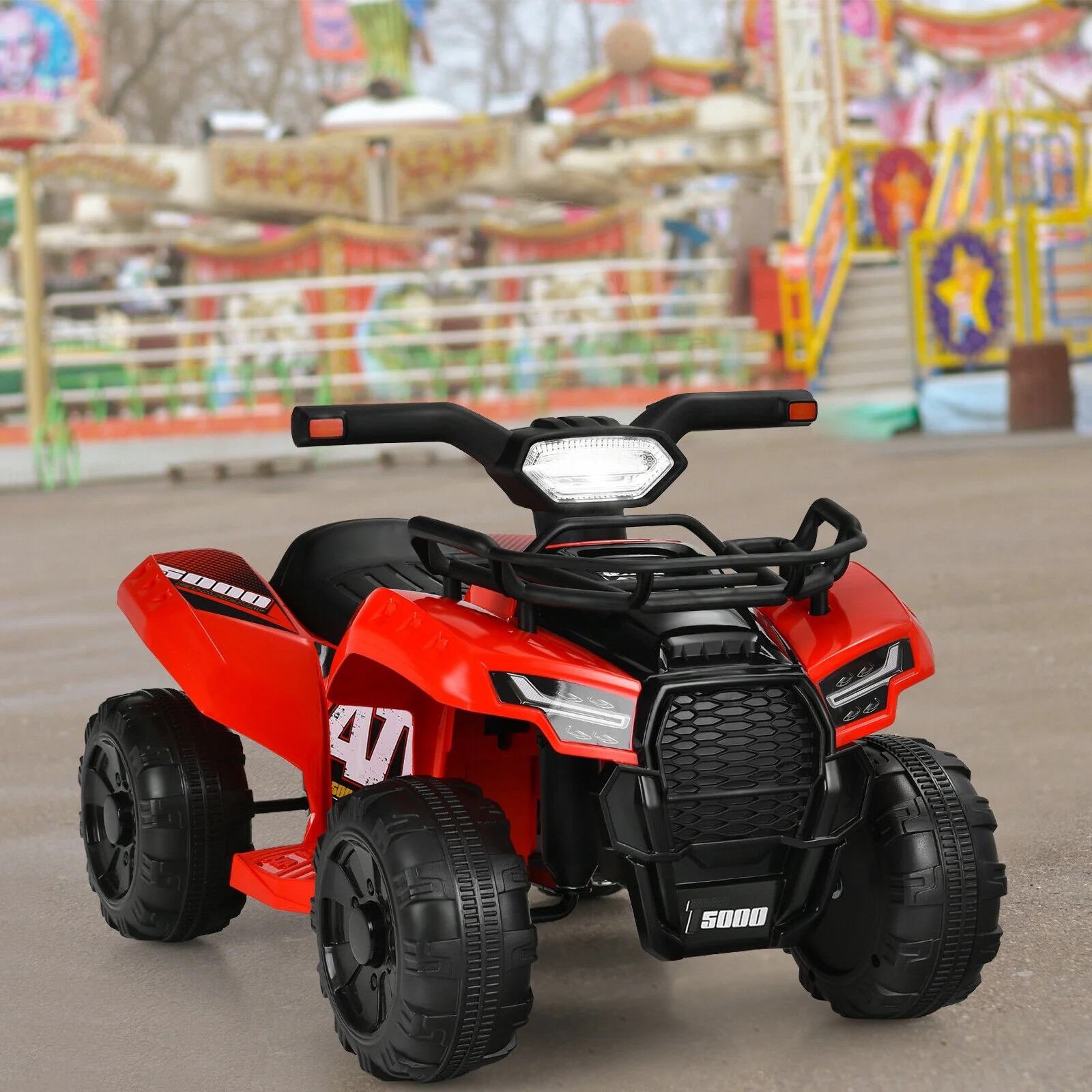 6V Kids ATV Quad Electric Ride On Car, LED Light, MP3, Red - Image 3
