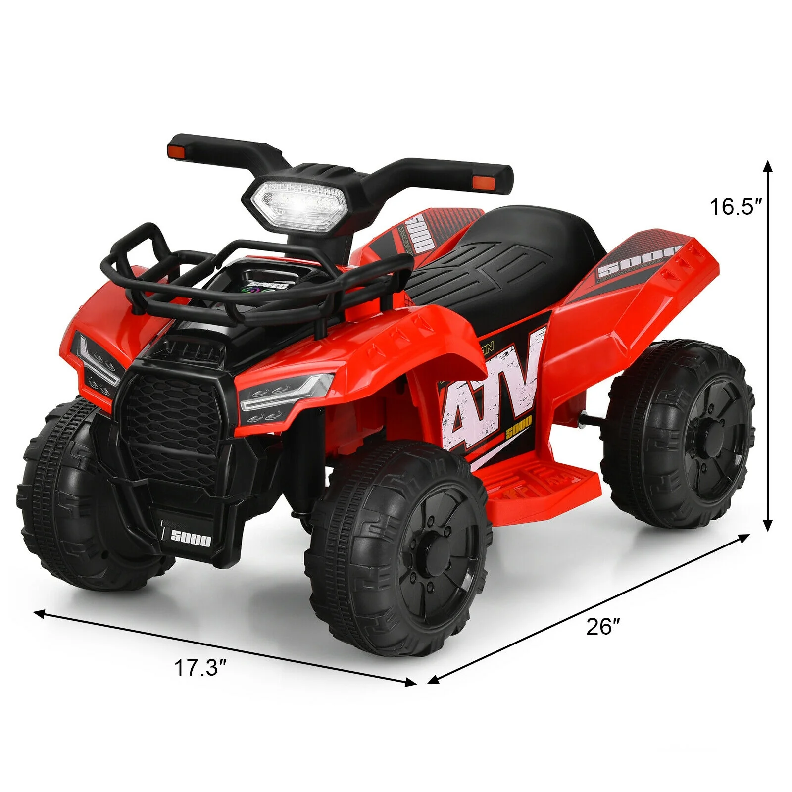 6V Kids ATV Quad Electric Ride On Car, LED Light, MP3, Red - Image 6