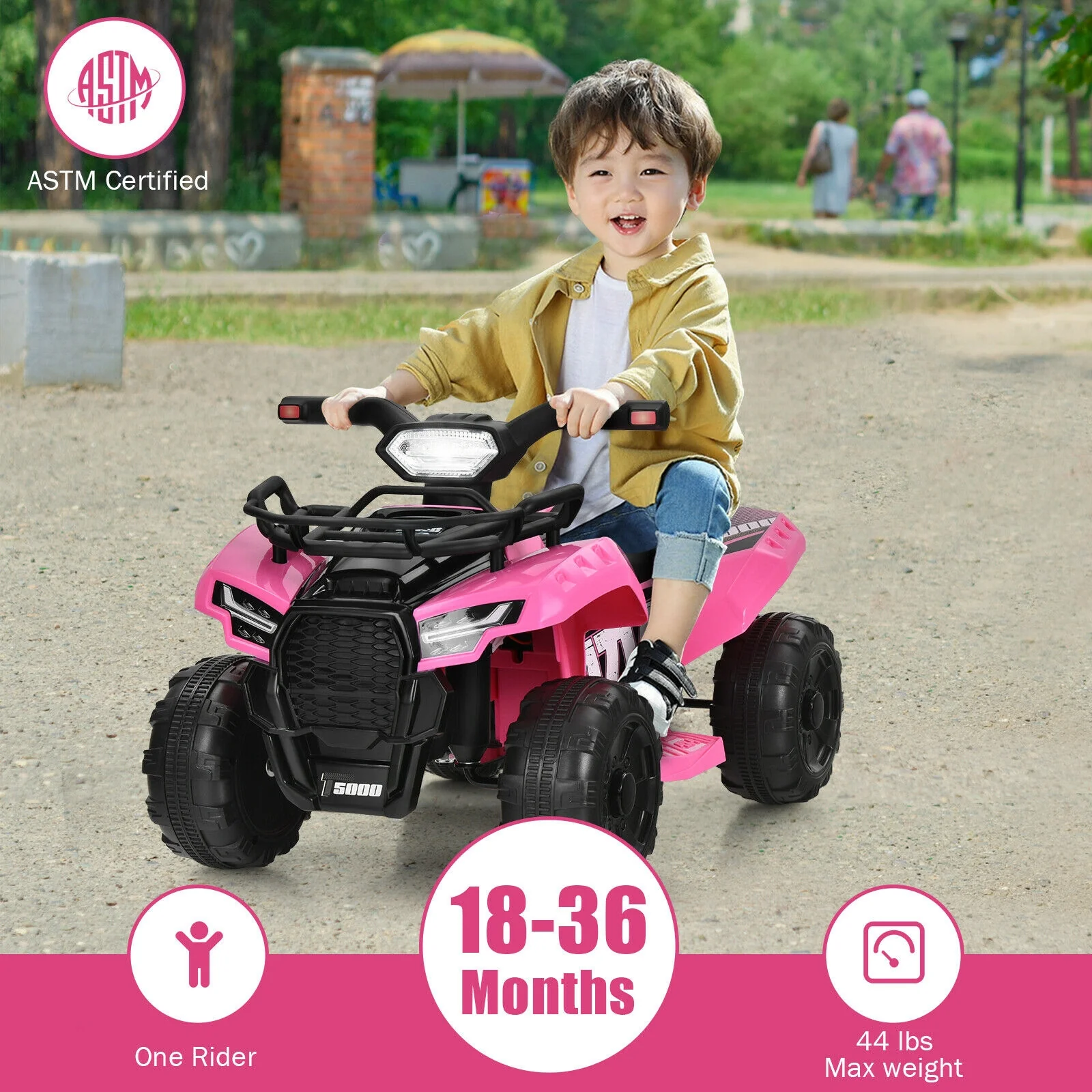 6V Kids ATV Quad Electric Ride On Car, Pink - Image 8