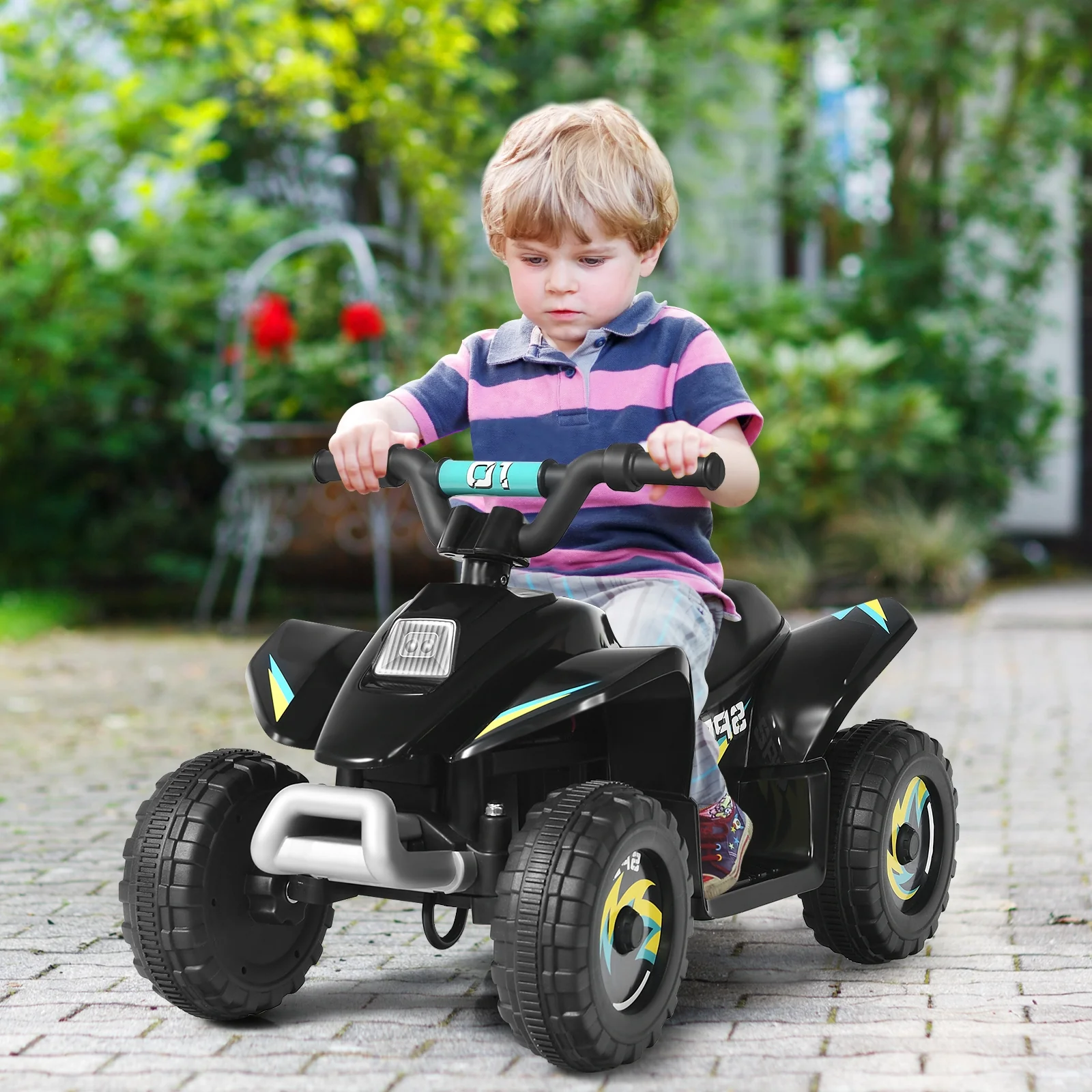 6V Kids Electric ATV, 4 Wheels Ride-On Toy, Black - Image 2