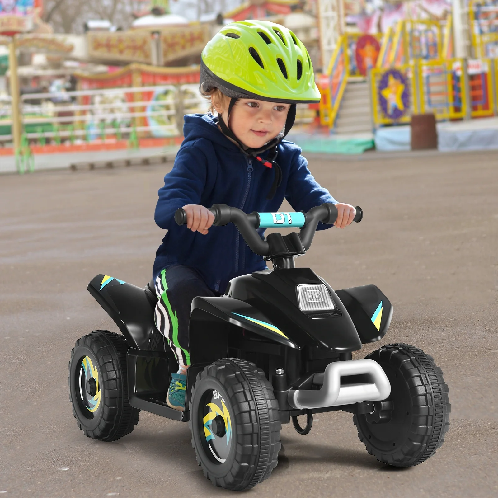6V Kids Electric ATV, 4 Wheels Ride-On Toy, Black - Image 3