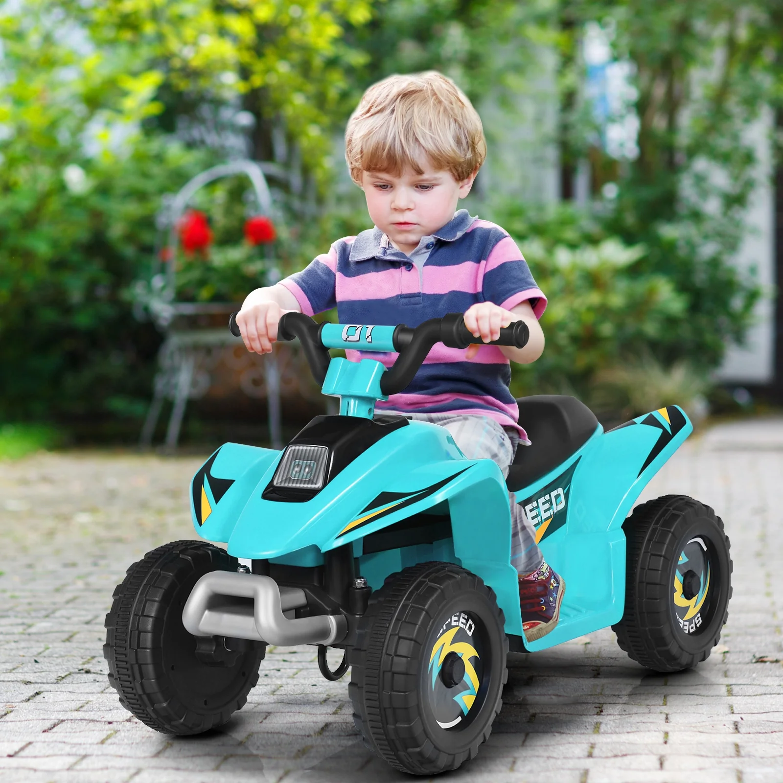 6V Kids Electric ATV, 4 Wheels Ride-On Toy, Blue - Image 2
