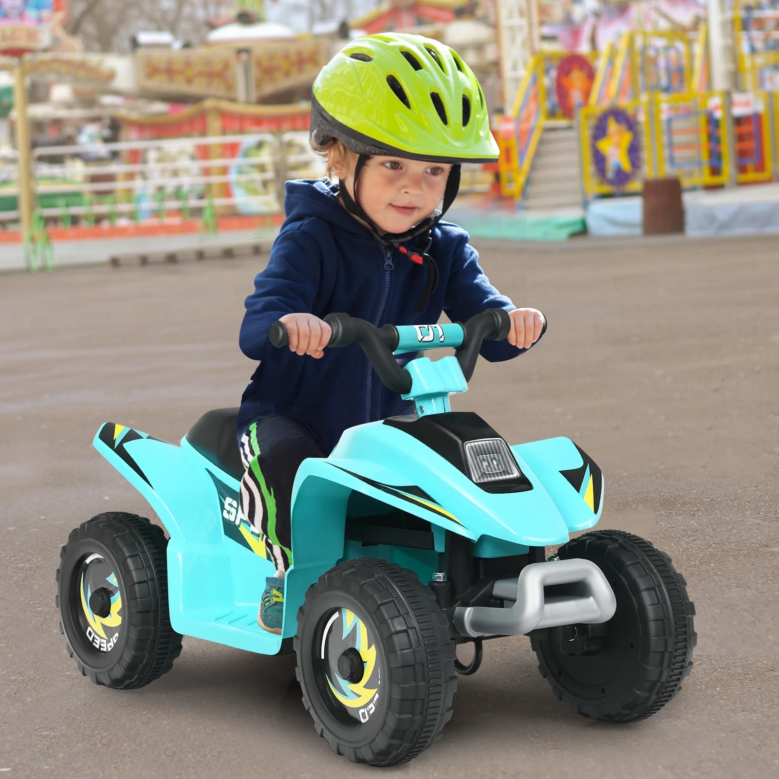 6V Kids Electric ATV, 4 Wheels Ride-On Toy, Blue - Image 3