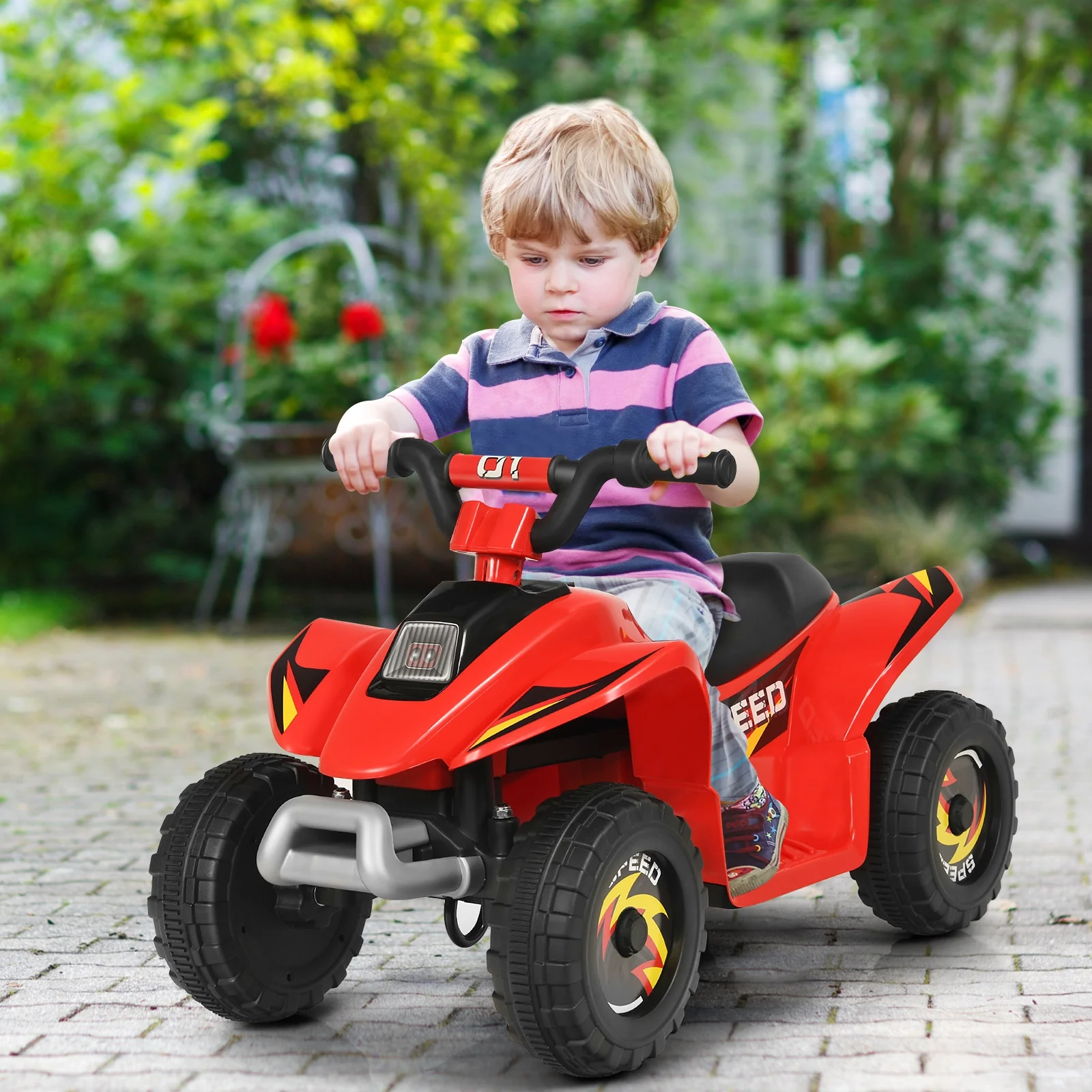 6V Kids Electric ATV, 4 Wheels Ride-On Toy, Red - Image 2