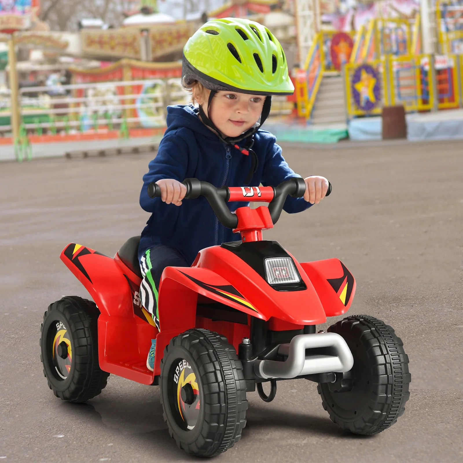 6V Kids Electric ATV, 4 Wheels Ride-On Toy, Red - Image 3