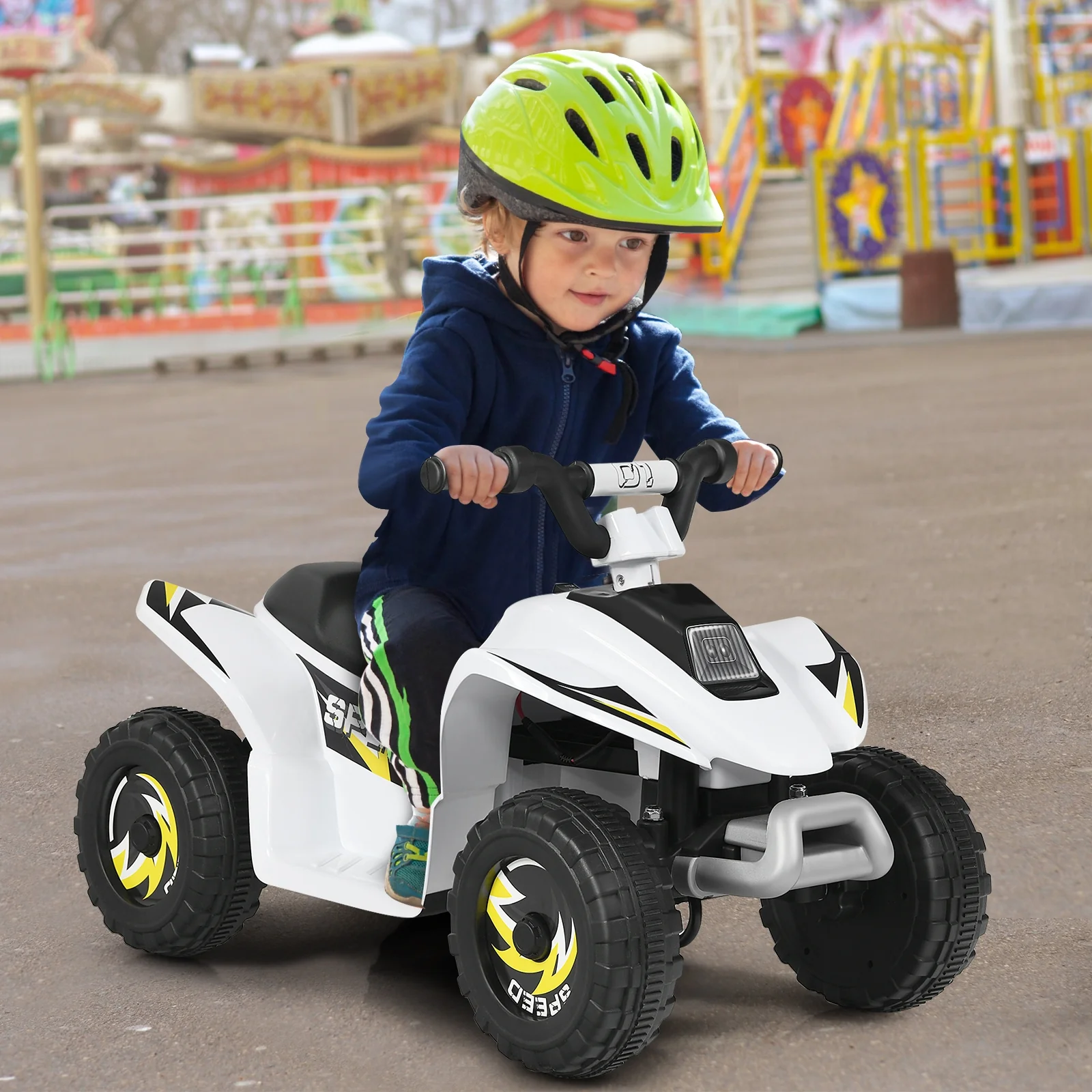 6V Kids Electric ATV, 4 Wheels Ride-On Toy, White - Image 3