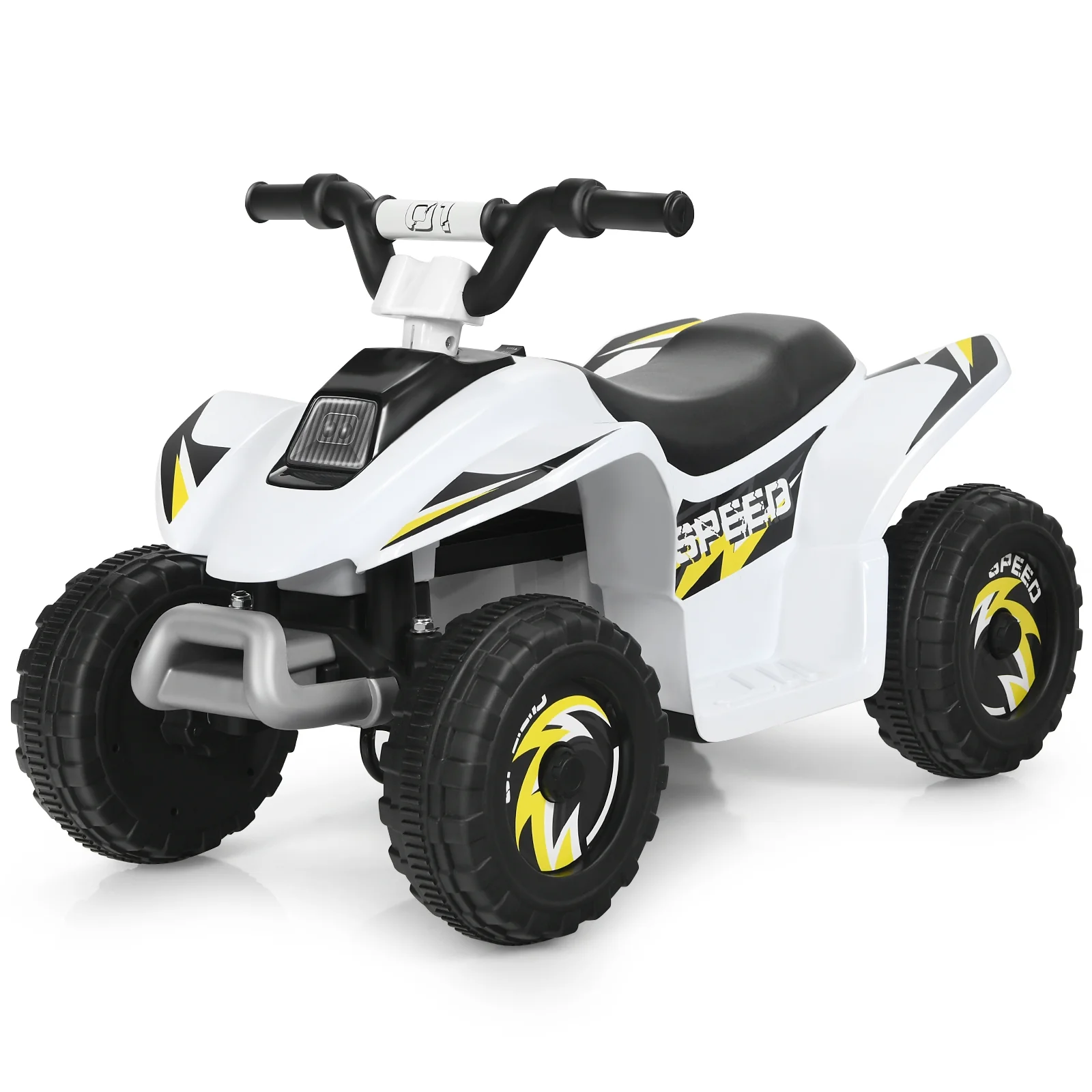 6V Kids Electric ATV, 4 Wheels Ride-On Toy, White - Image 7