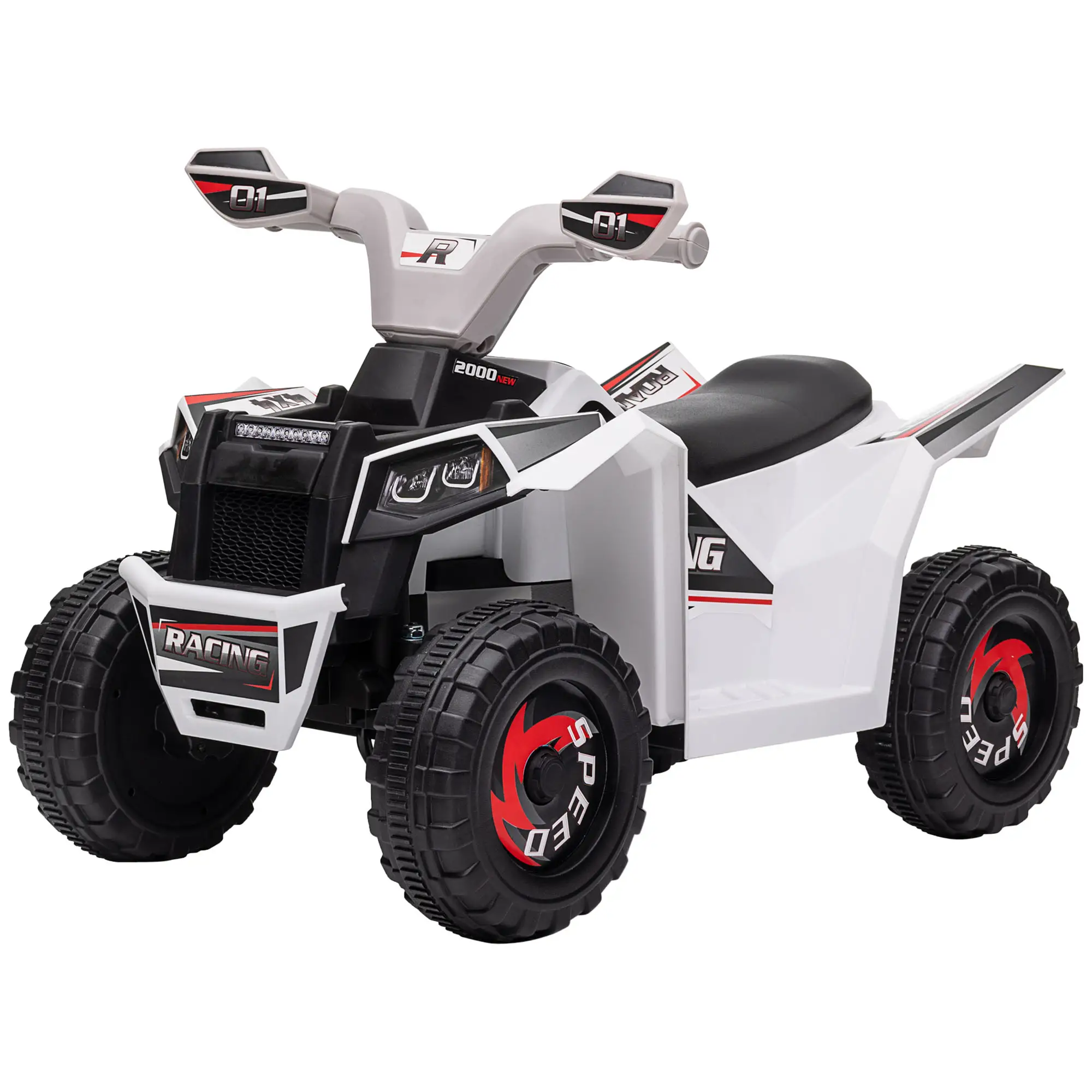 6V Kids Electric Car, Wear-Resistant Wheels, 18-36 Months, White