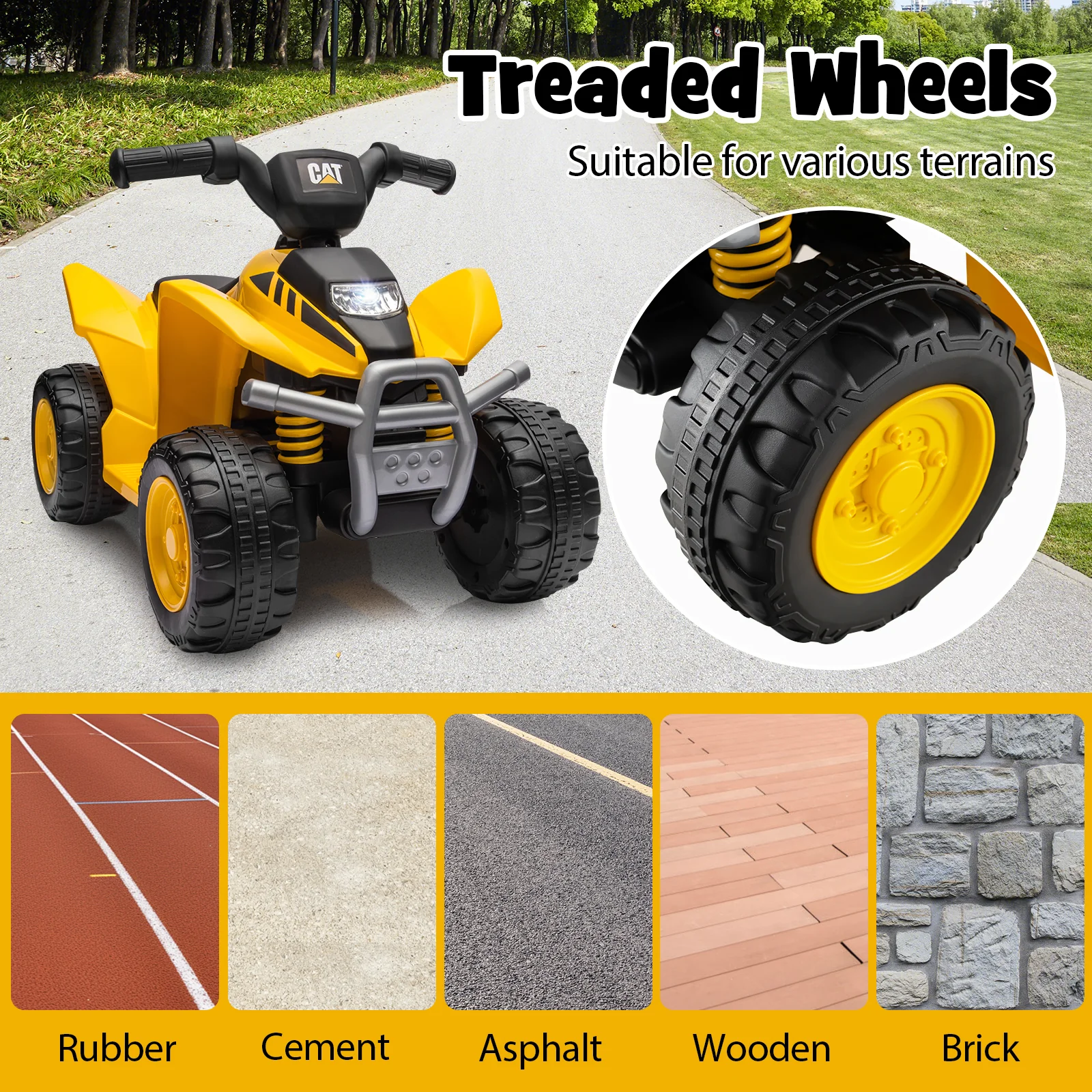 6V Kids Ride On ATV, 18-36 Months Old, With Horn Sound, Yellow - Image 10
