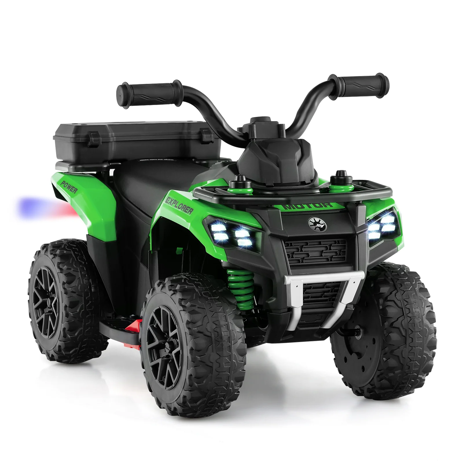 6V Kids Ride On ATV, Spray Function, Storage Box, Music, Green
