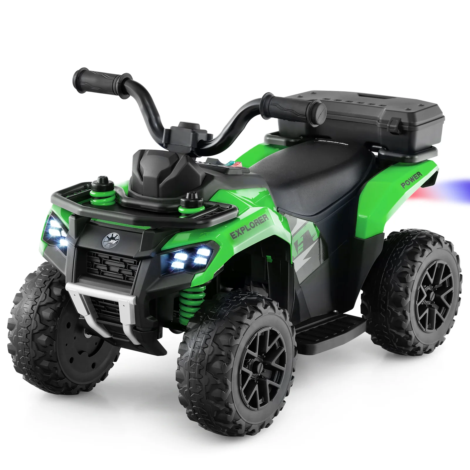 6V Kids Ride On ATV, Spray Function, Storage Box, Music, Green - Image 4