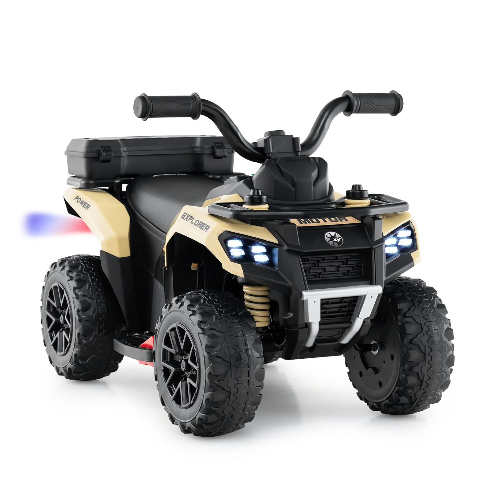 6V Kids Ride On ATV, Spray Function, Storage Box, Music, Khaki - Image 3