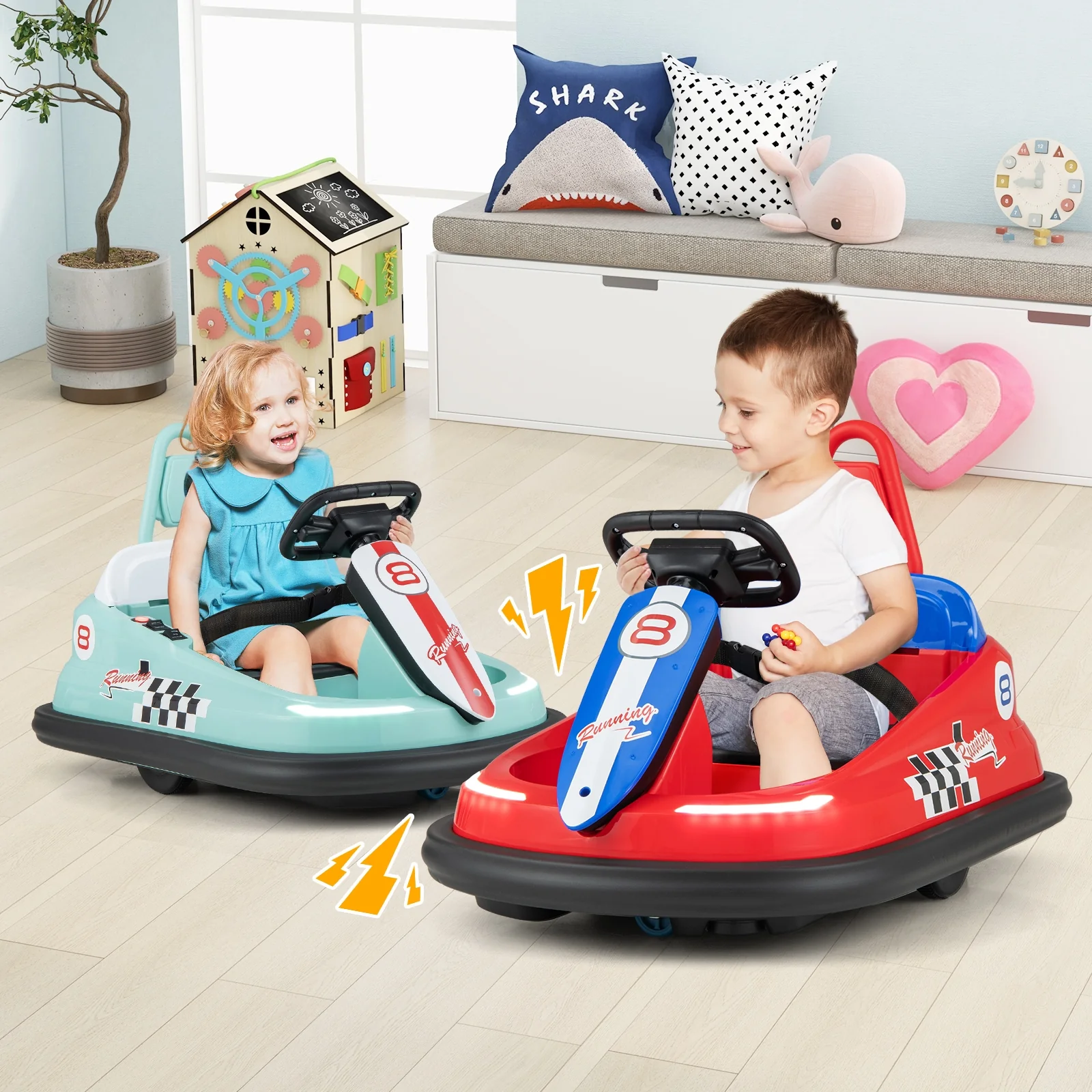 6V Kids Ride-On Bumper Car, 360° Spinning, Dual Motors, Green - Image 2