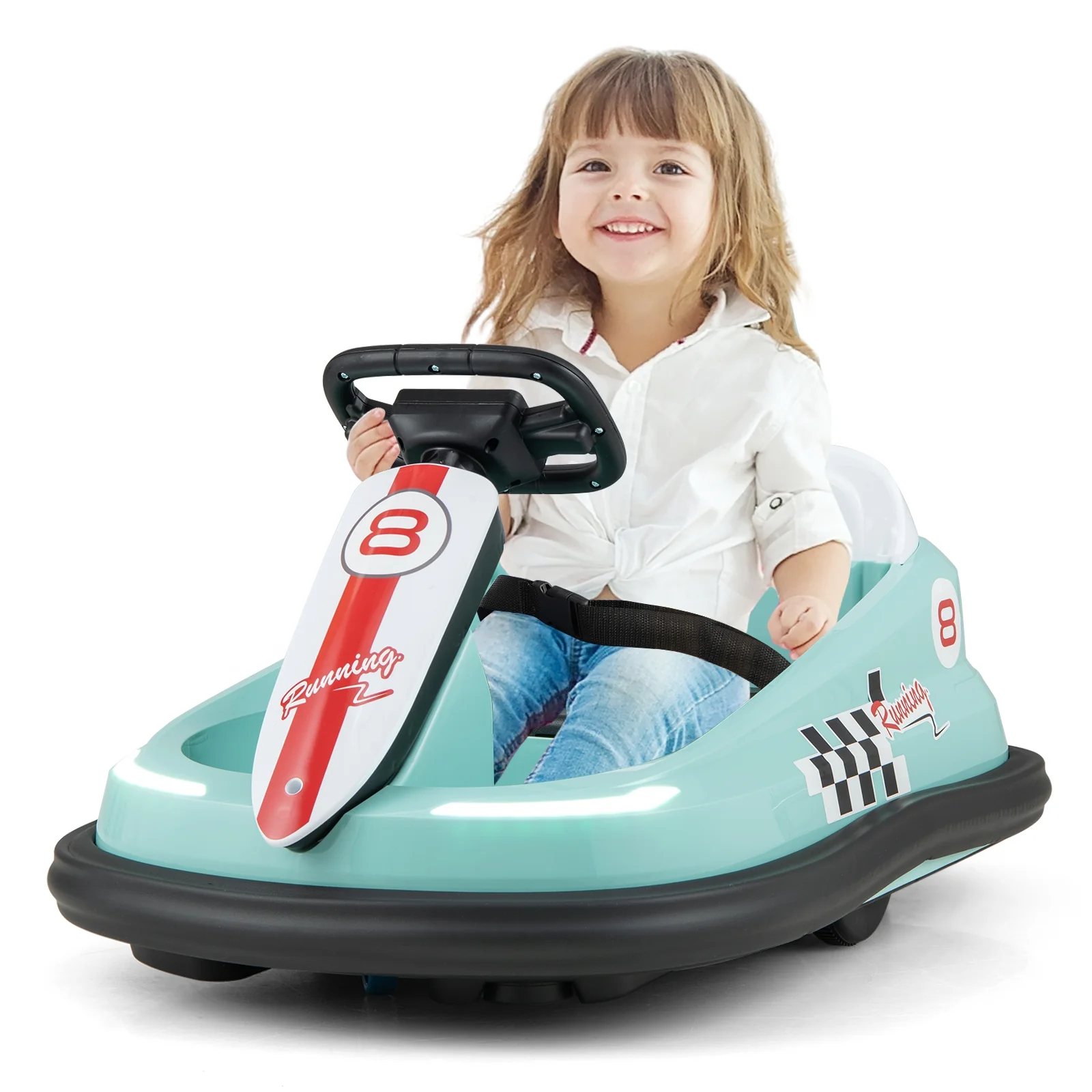 6V Kids Ride-On Bumper Car, 360° Spinning, Dual Motors, Green - Image 5