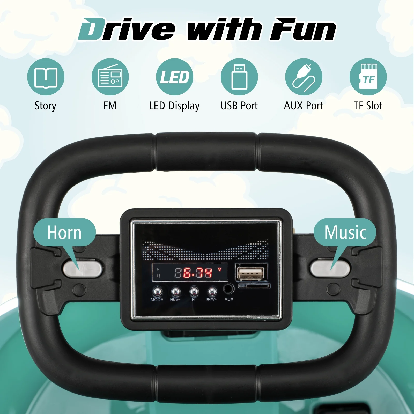6V Kids Ride-On Bumper Car, 360° Spinning, Dual Motors, Green - Image 7